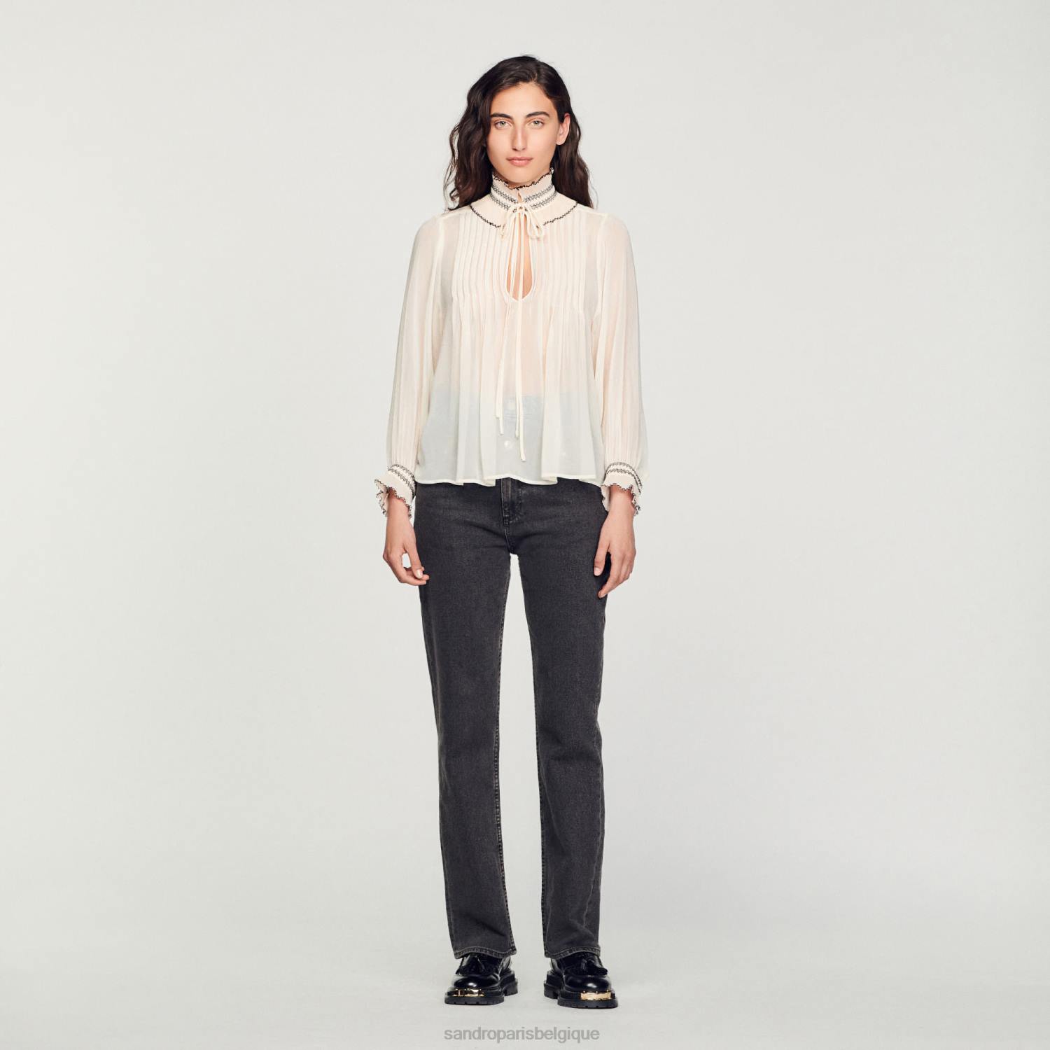 vêtements Sandro Paris haut en mousseline nu femmes XLXD134
