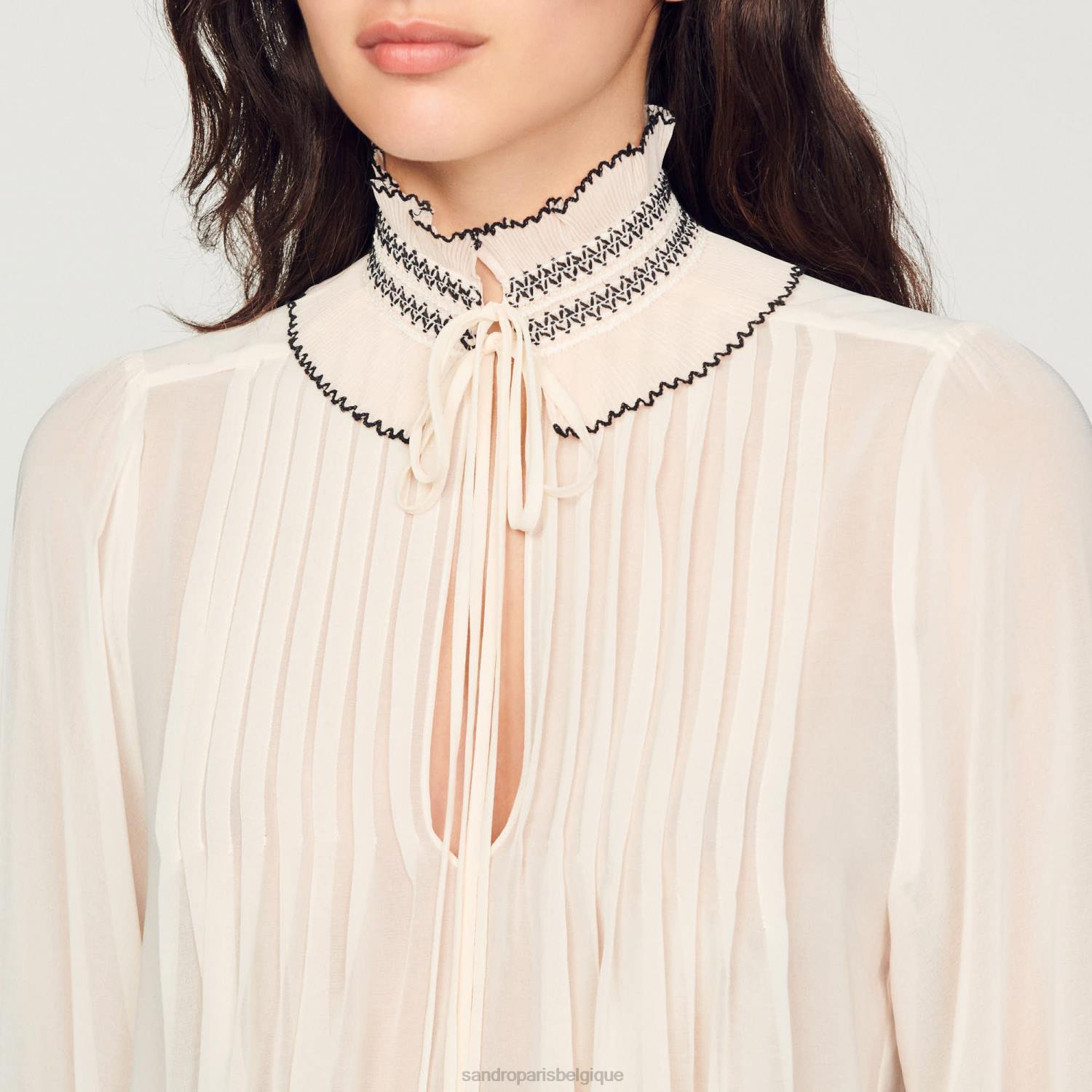 vêtements Sandro Paris haut en mousseline nu femmes XLXD134