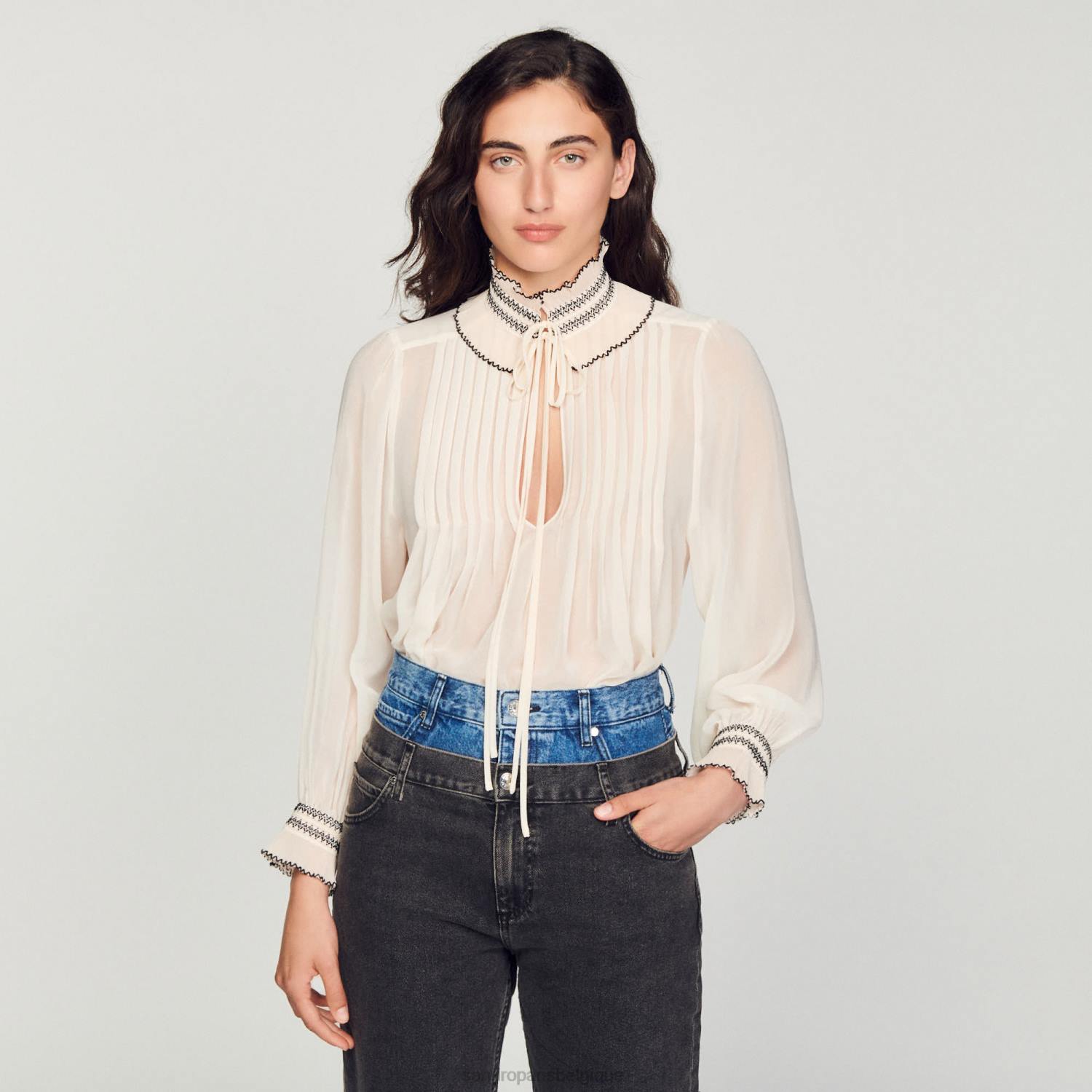vêtements Sandro Paris haut en mousseline nu femmes XLXD134