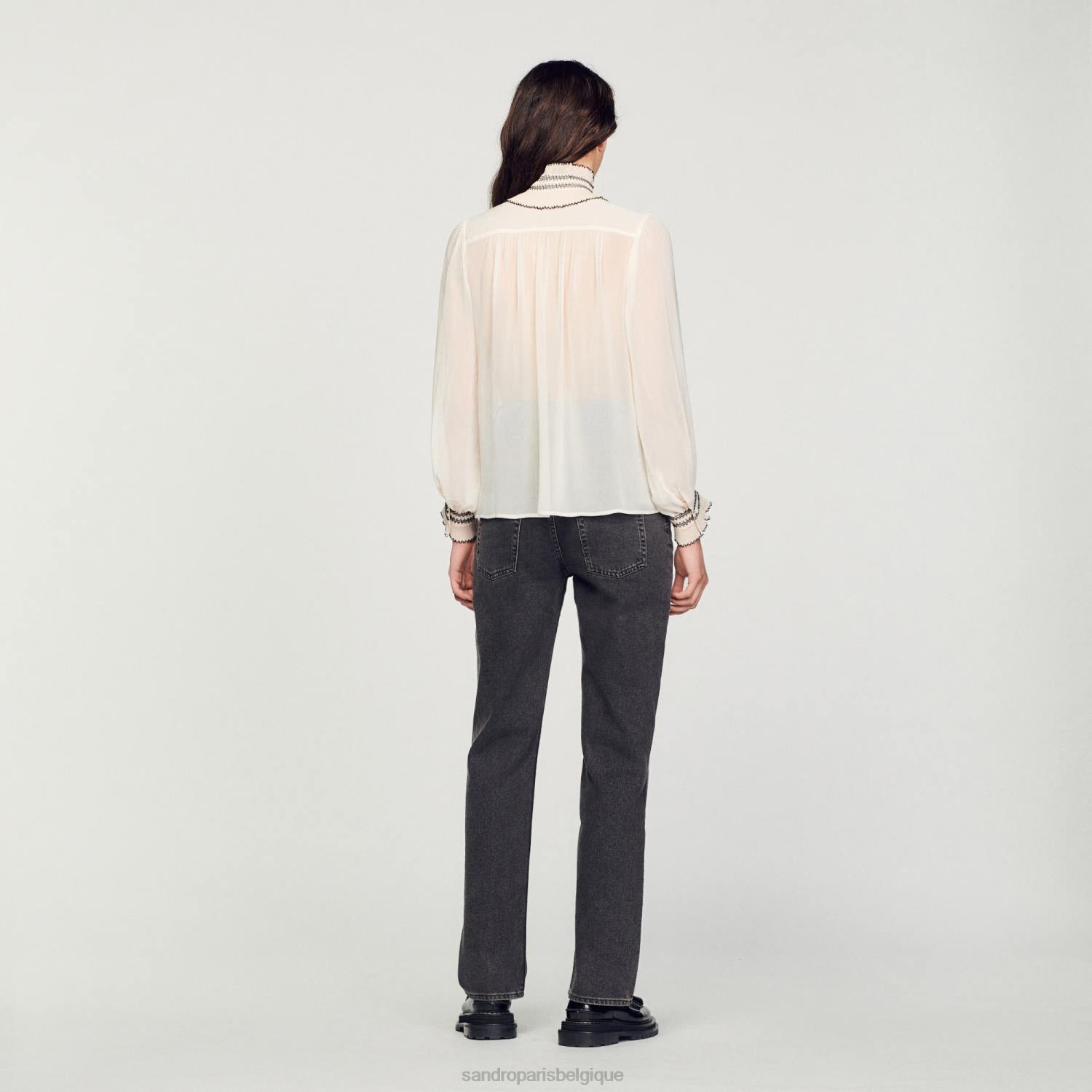 vêtements Sandro Paris haut en mousseline nu femmes XLXD134