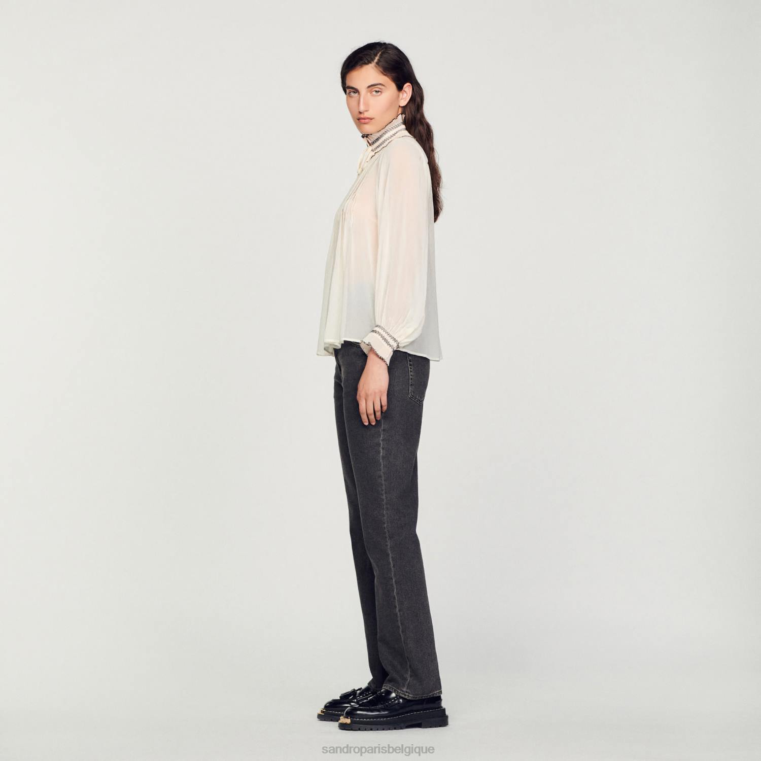 vêtements Sandro Paris haut en mousseline nu femmes XLXD134