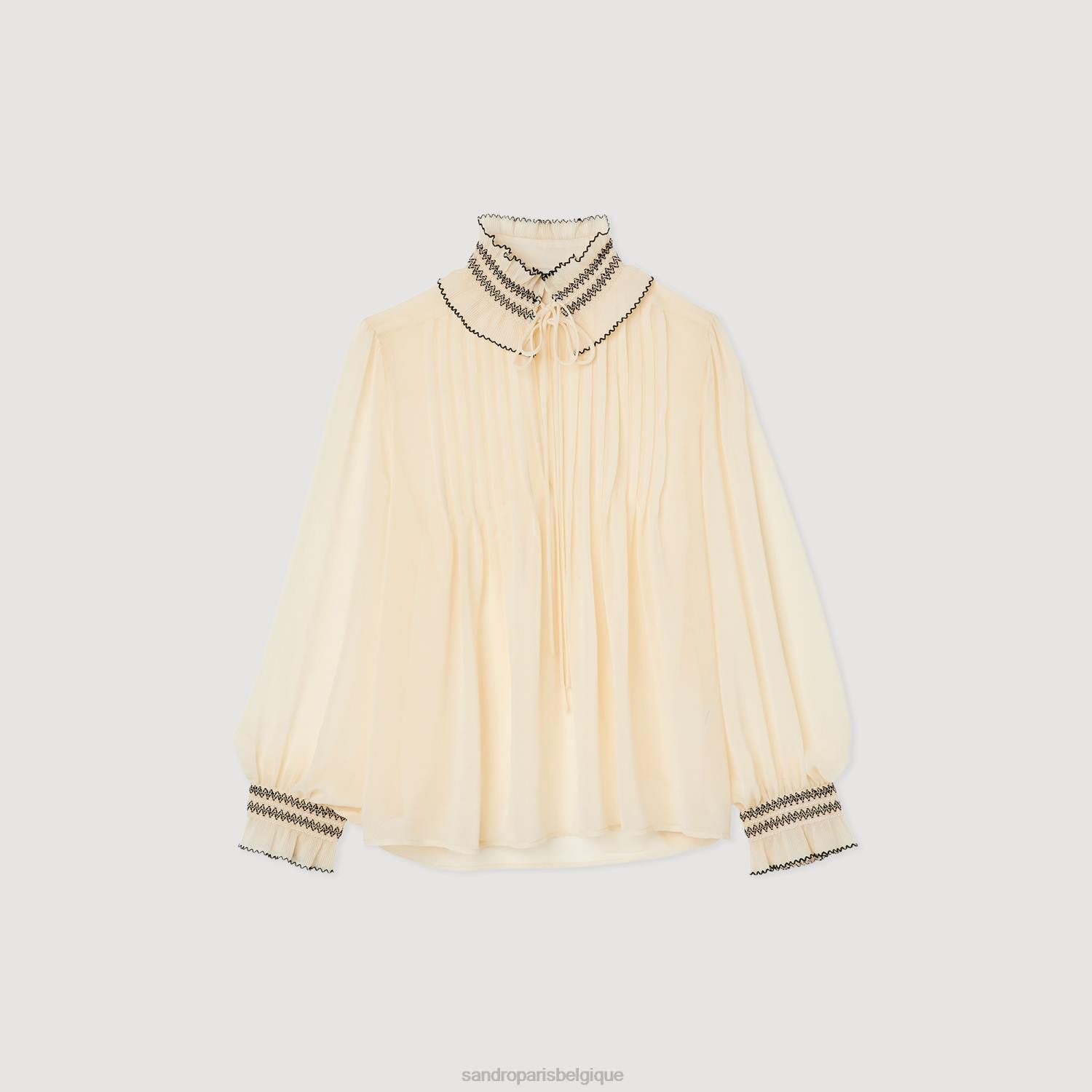 vêtements Sandro Paris haut en mousseline nu femmes XLXD134