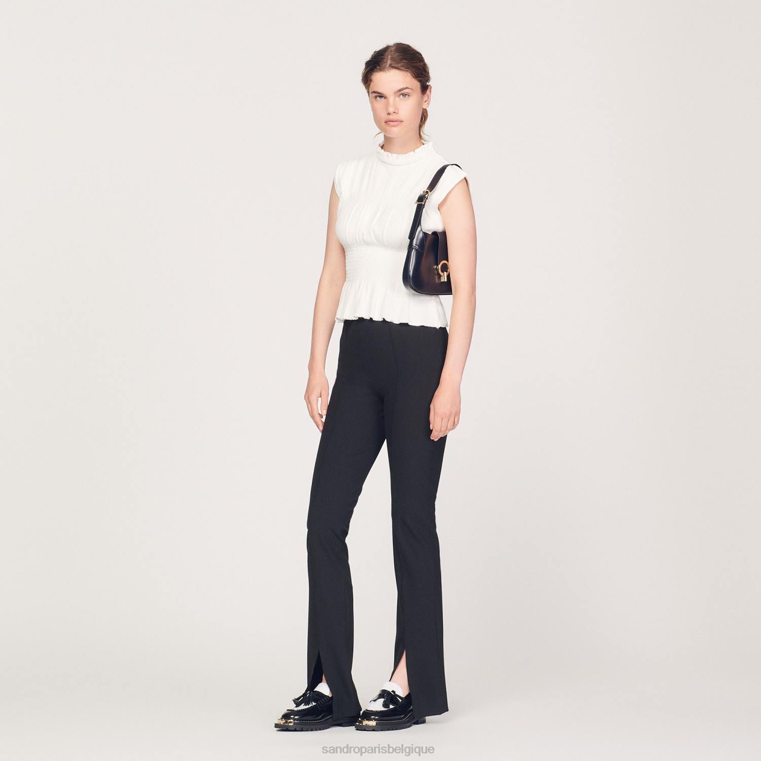 vêtements Sandro Paris haut smocké écru femmes XLXD231