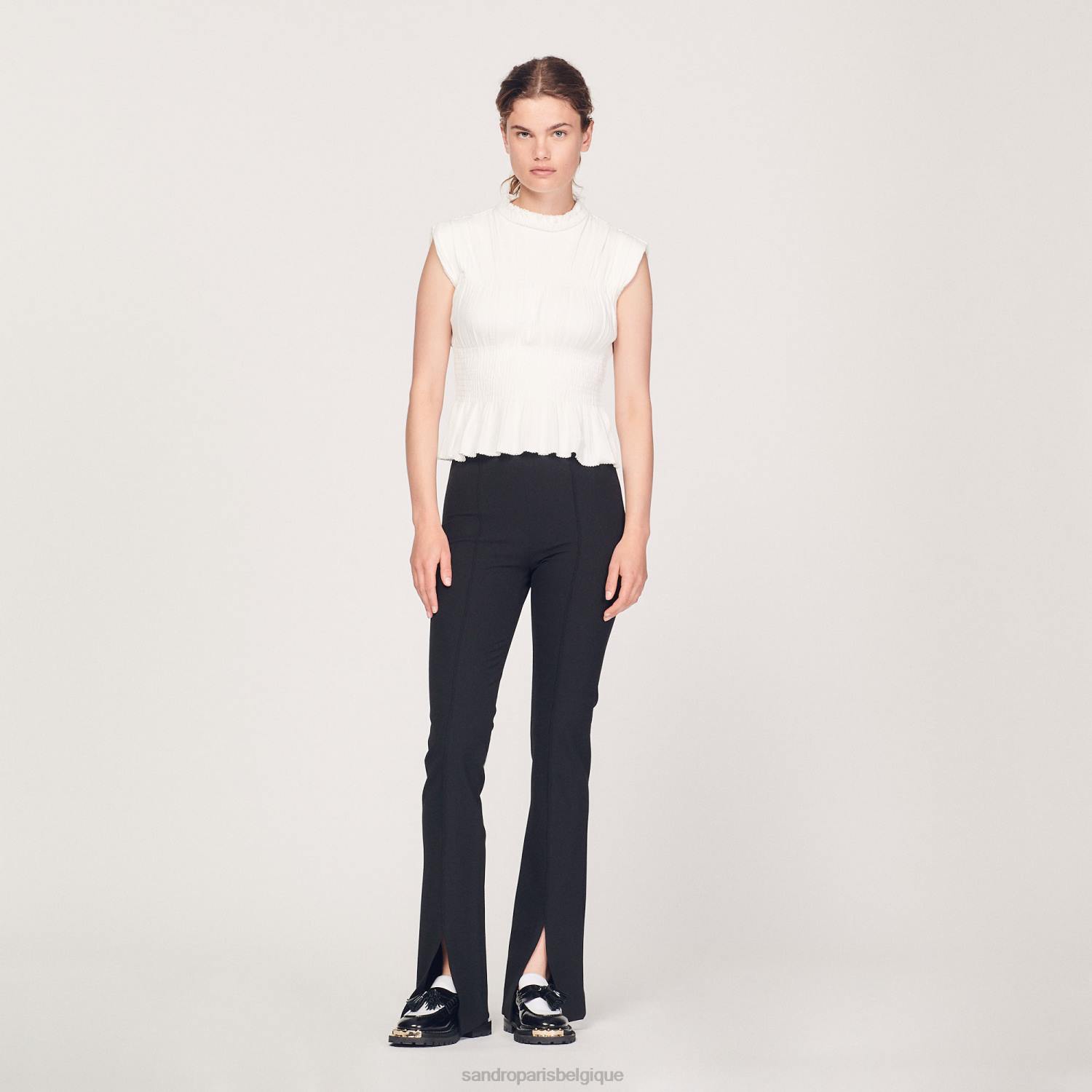 vêtements Sandro Paris haut smocké écru femmes XLXD231