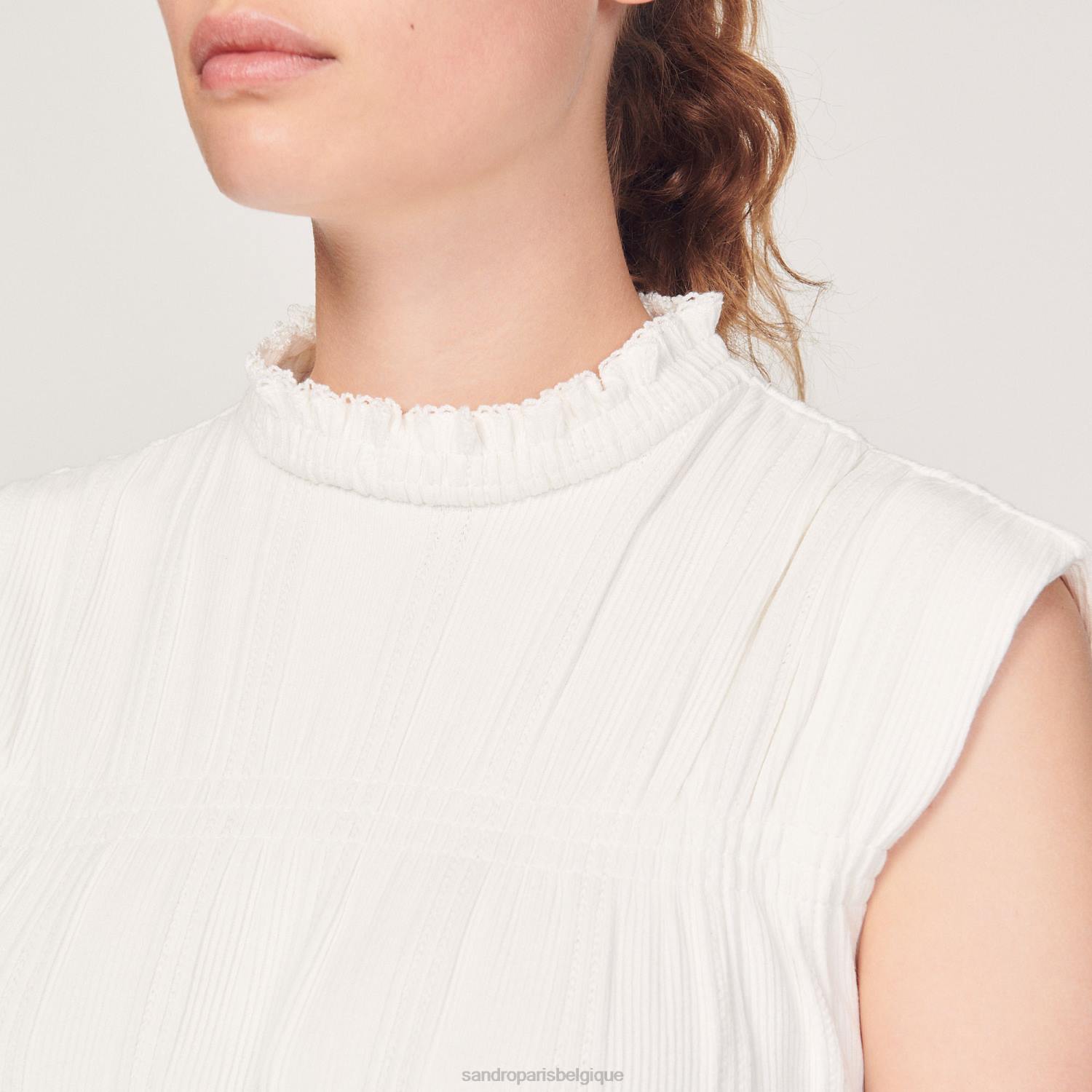 vêtements Sandro Paris haut smocké écru femmes XLXD231