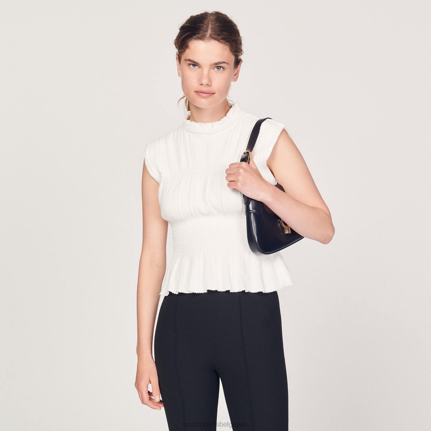vêtements Sandro Paris haut smocké écru femmes XLXD231