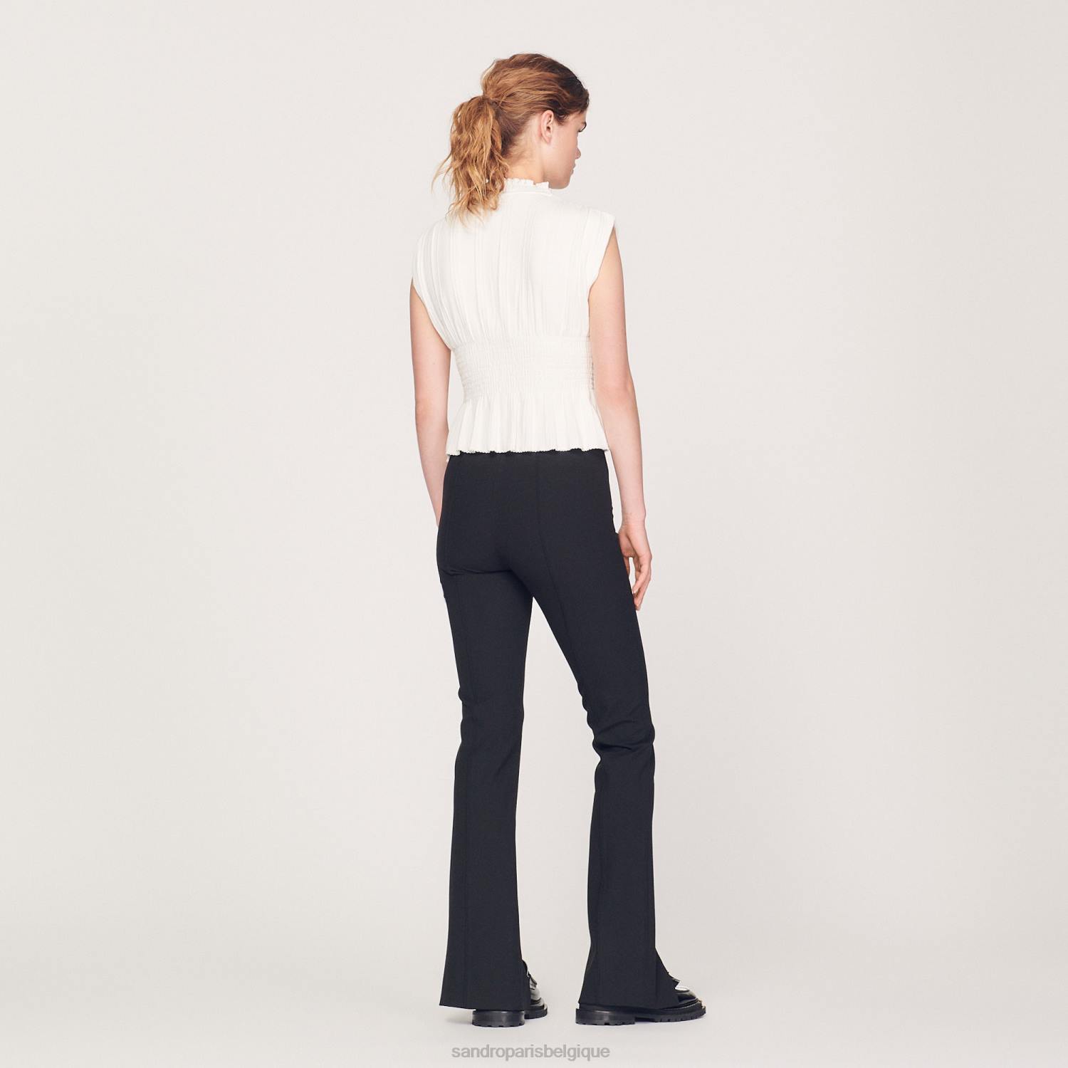 vêtements Sandro Paris haut smocké écru femmes XLXD231