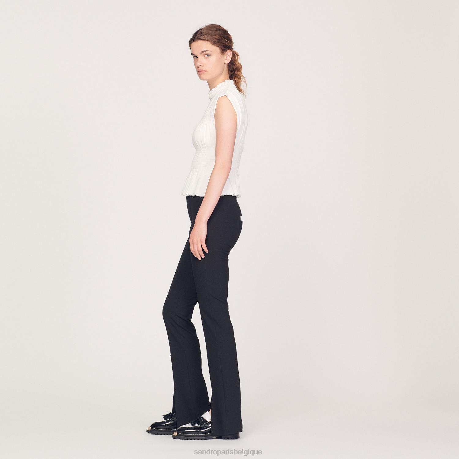 vêtements Sandro Paris haut smocké écru femmes XLXD231
