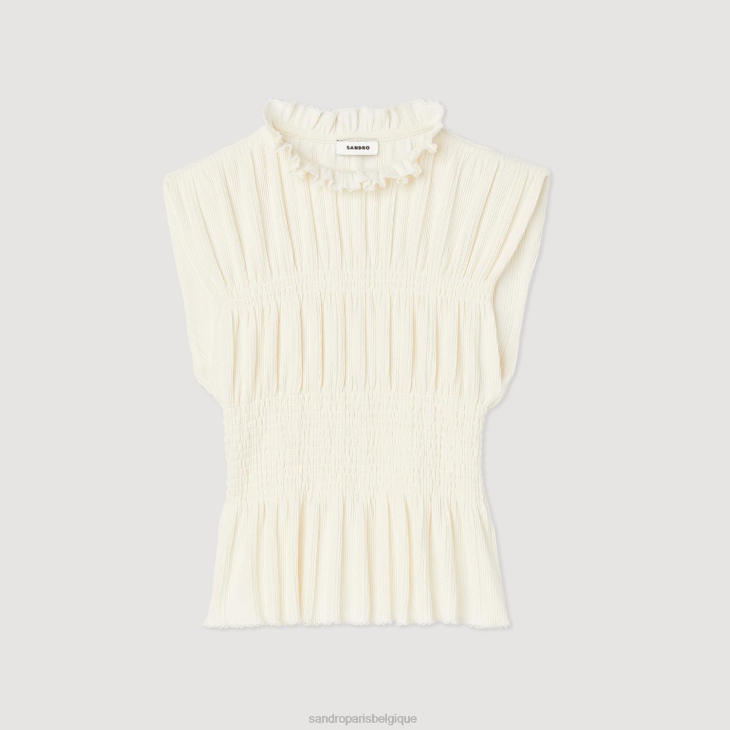 vêtements Sandro Paris haut smocké écru femmes XLXD231