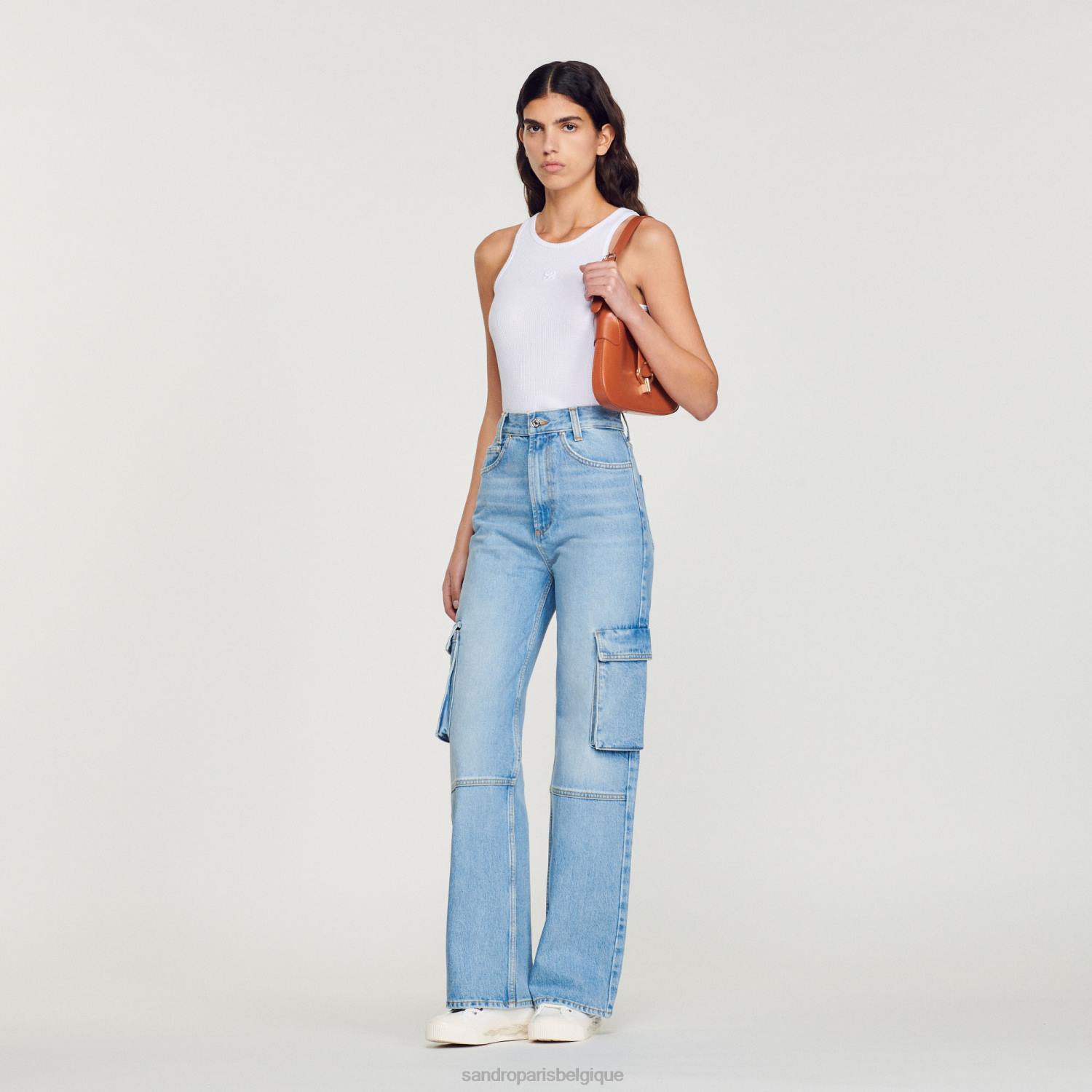 vêtements Sandro Paris jean cargo jean bu clair femmes XLXD289