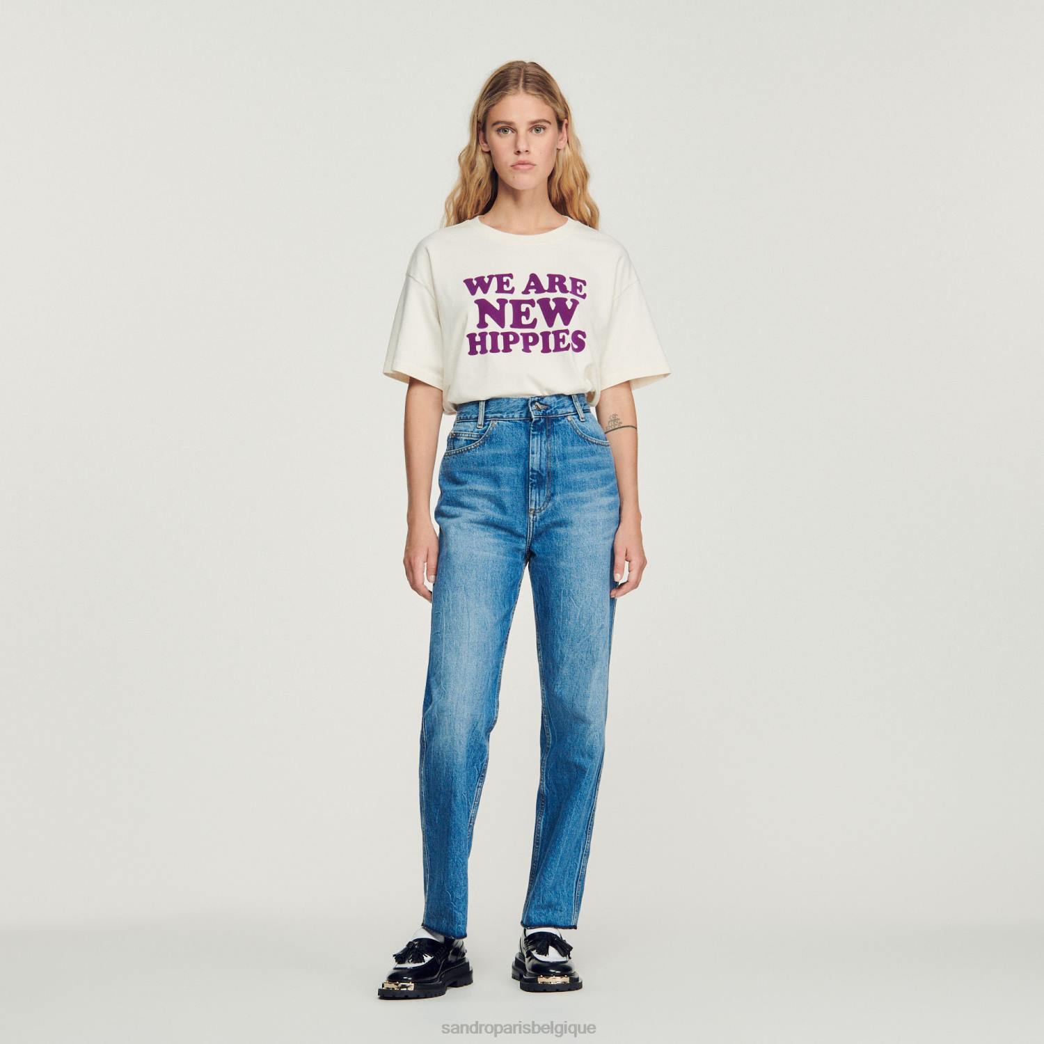 vêtements Sandro Paris jean droit délavé jean bleu femmes XLXD317