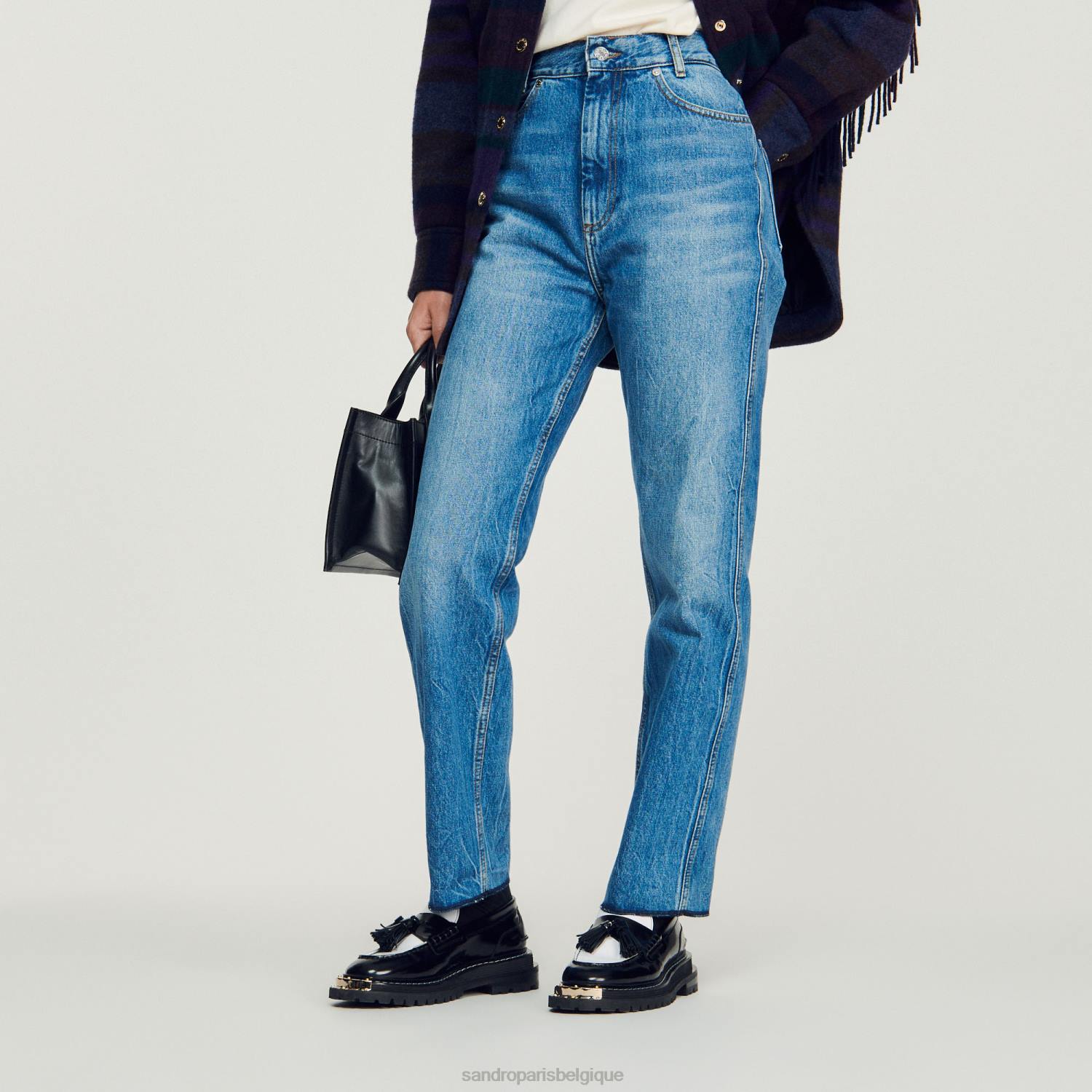 vêtements Sandro Paris jean droit délavé jean bleu femmes XLXD317