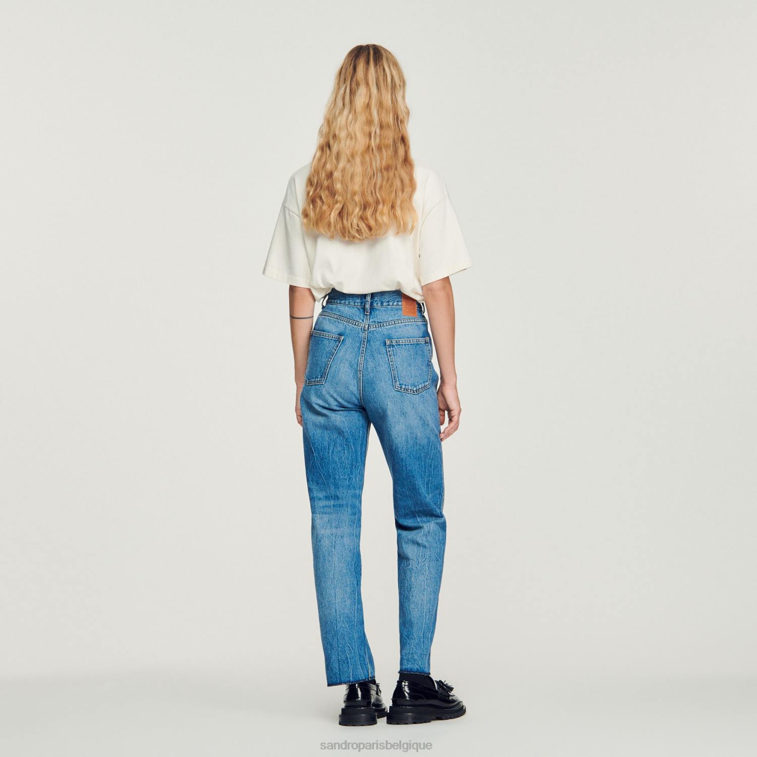 vêtements Sandro Paris jean droit délavé jean bleu femmes XLXD317