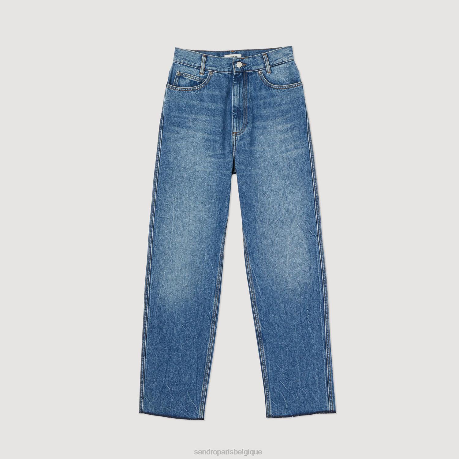 vêtements Sandro Paris jean droit délavé jean bleu femmes XLXD317