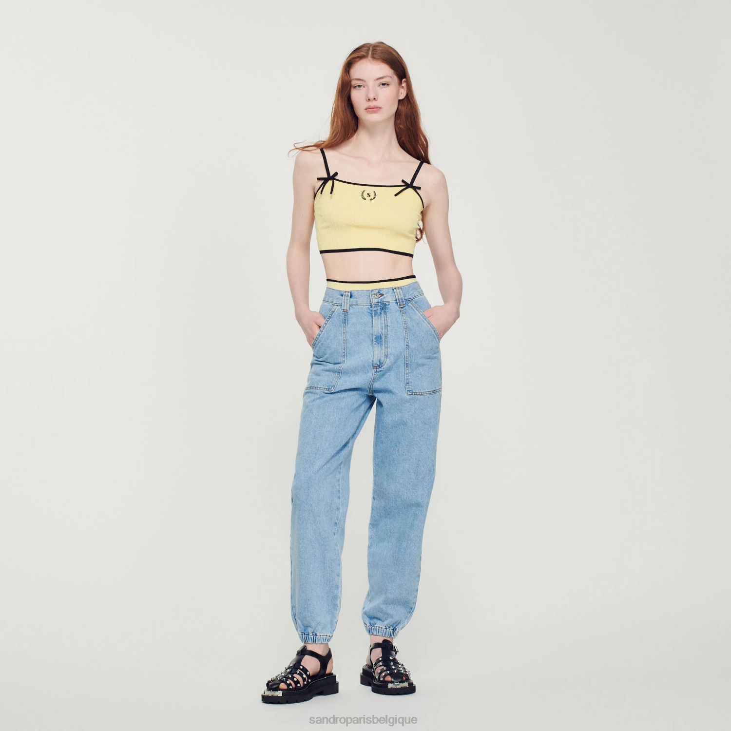 vêtements Sandro Paris jean en denim délavé jean bu clair femmes XLXD283
