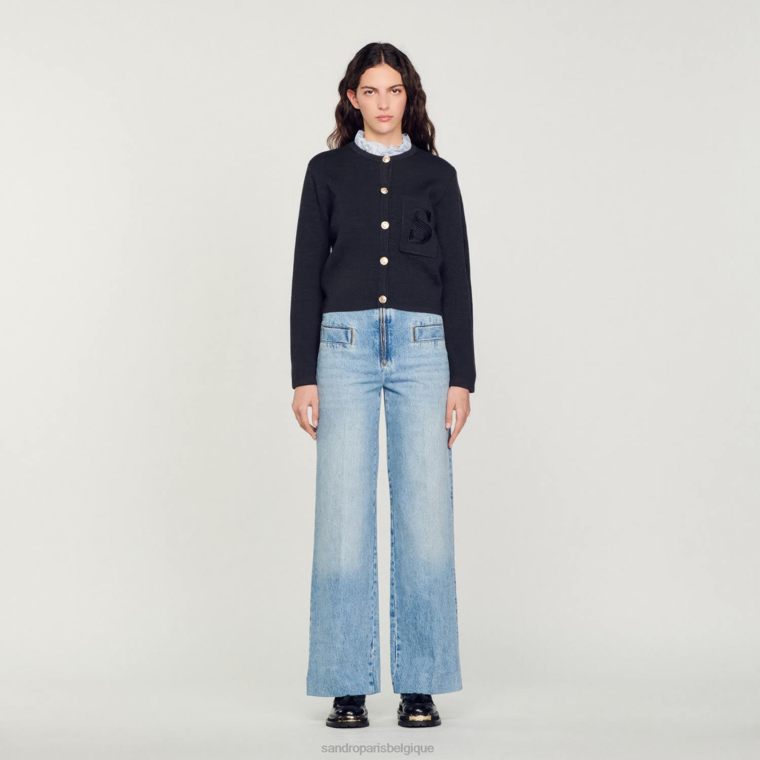 vêtements Sandro Paris jean large jean bleu femmes XLXD183