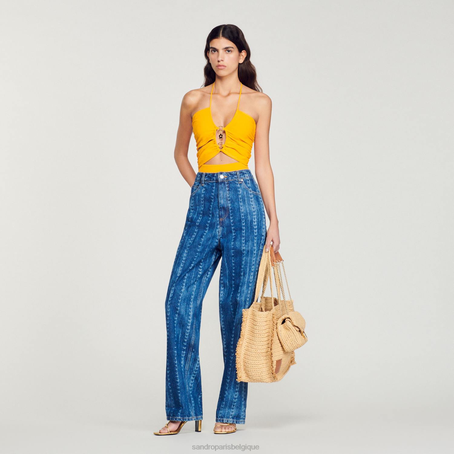 vêtements Sandro Paris jean à motif délavé jean bleu femmes XLXD276