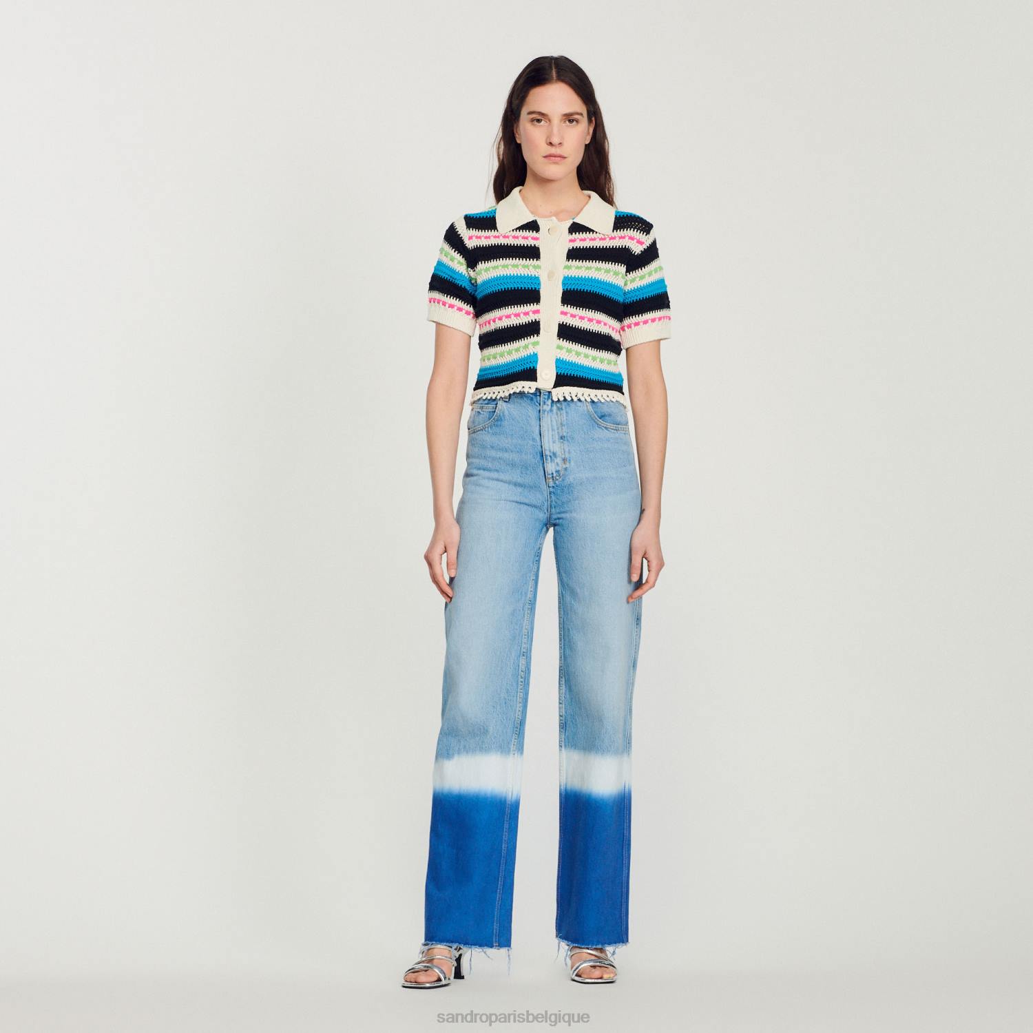 vêtements Sandro Paris jean tie-dye jean bleu femmes XLXD246