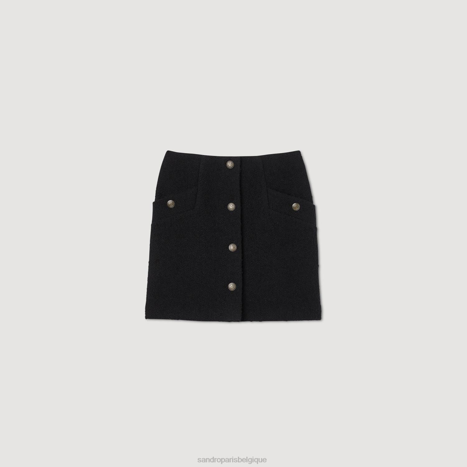 vêtements Sandro Paris jupe courte avec boutons noir femmes XLXD45