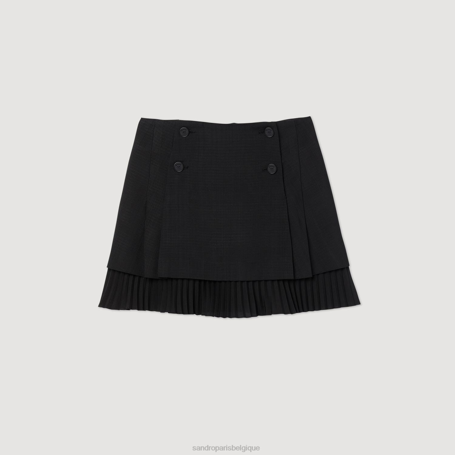 vêtements Sandro Paris jupe courte à effet plissé noir femmes XLXD174