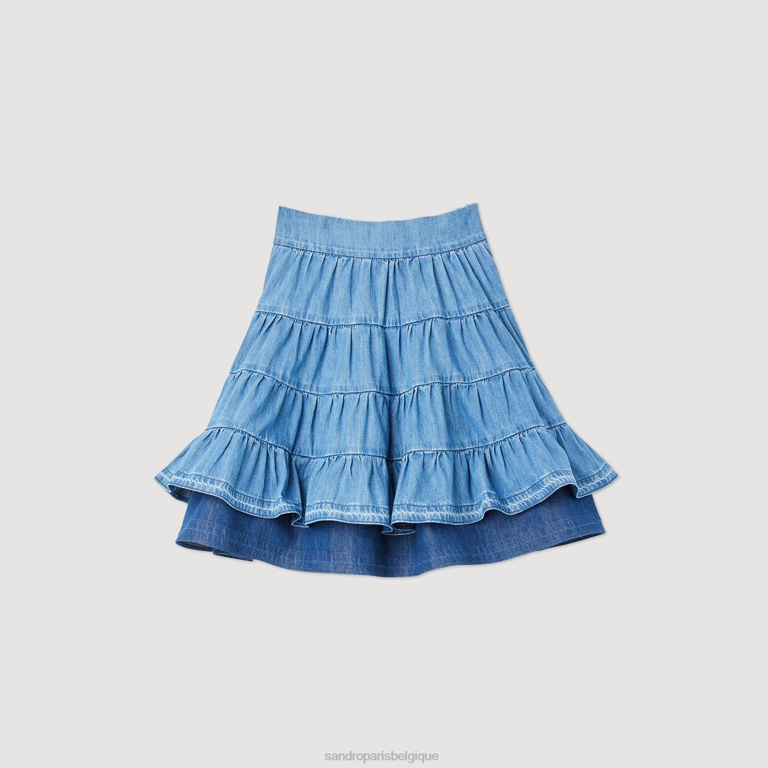 vêtements Sandro Paris jupe courte en jean jean bleu femmes XLXD403