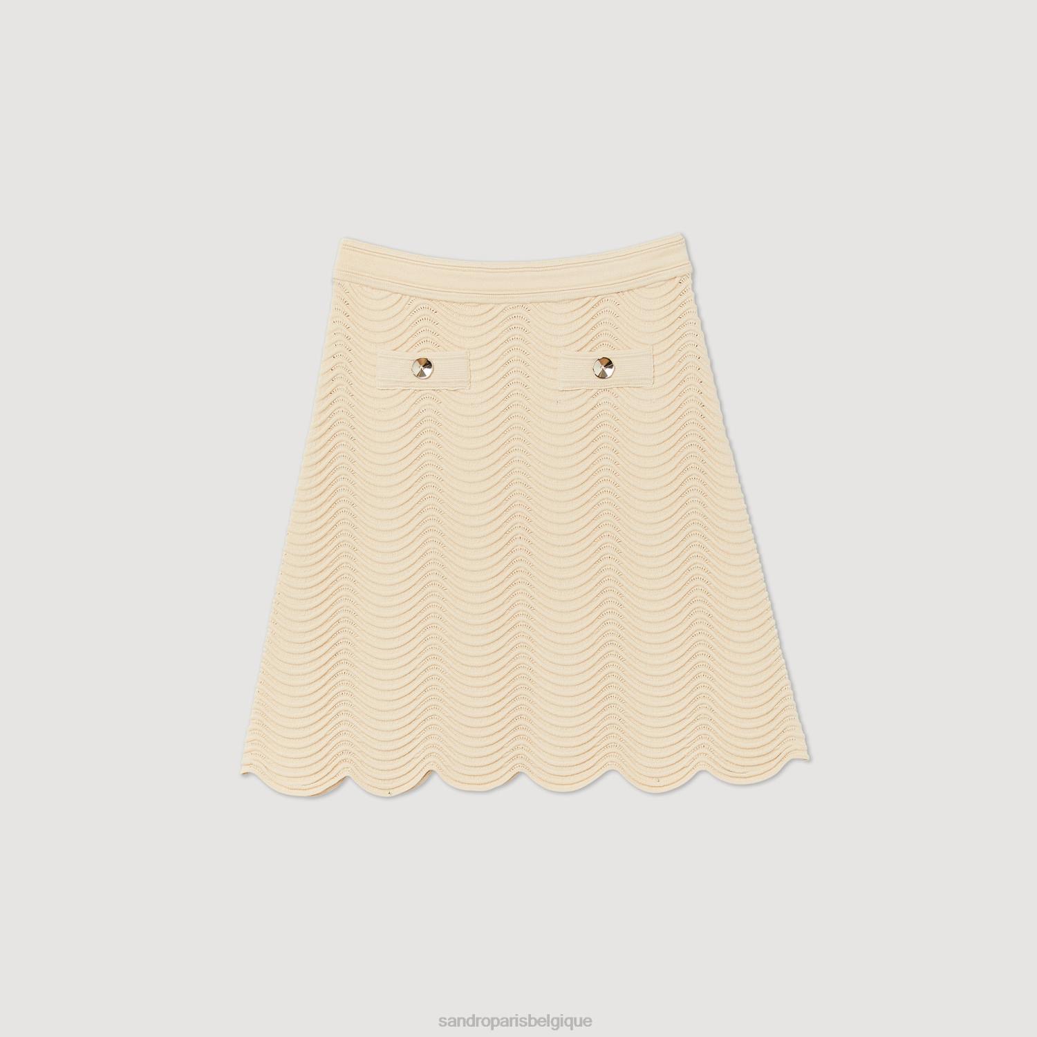 vêtements Sandro Paris jupe courte en maille naturel femmes XLXD241