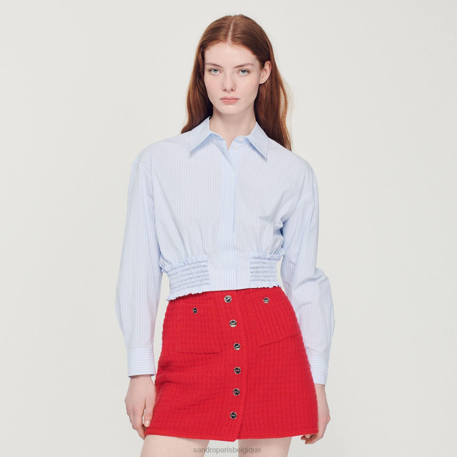 vêtements Sandro Paris jupe courte en maille rouge femmes XLXD329
