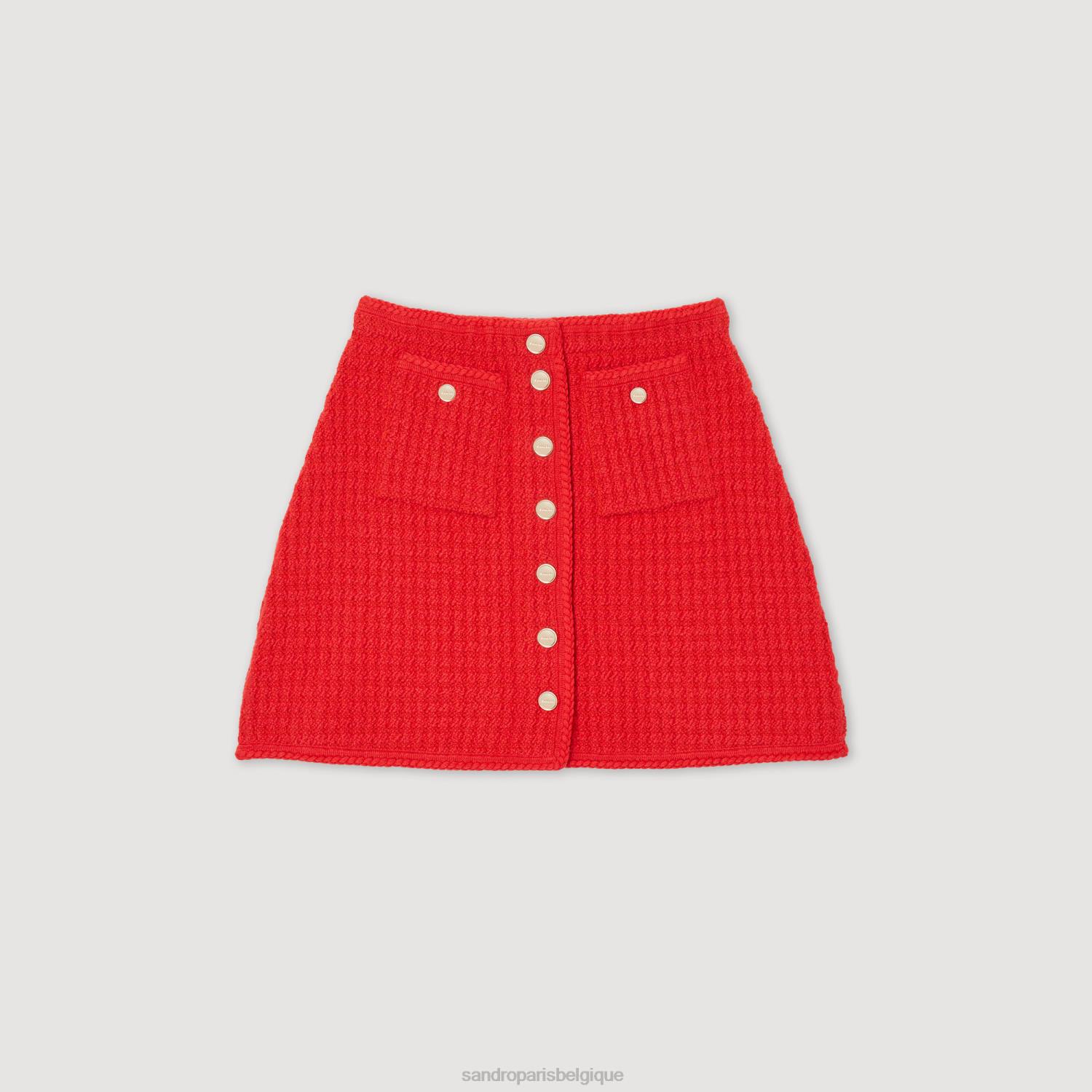 vêtements Sandro Paris jupe courte en maille rouge femmes XLXD329