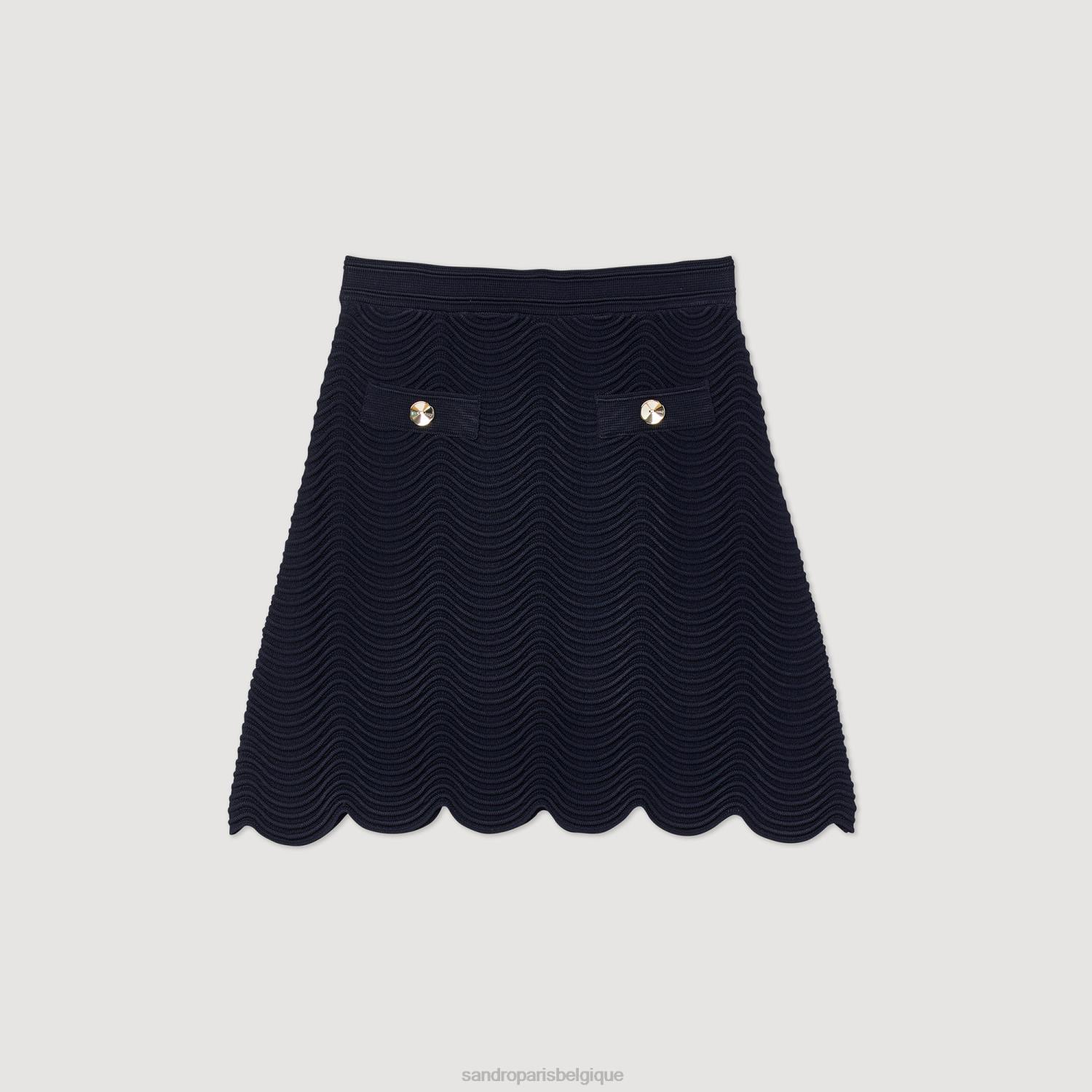 vêtements Sandro Paris jupe courte en maille une couleur femmes XLXD243