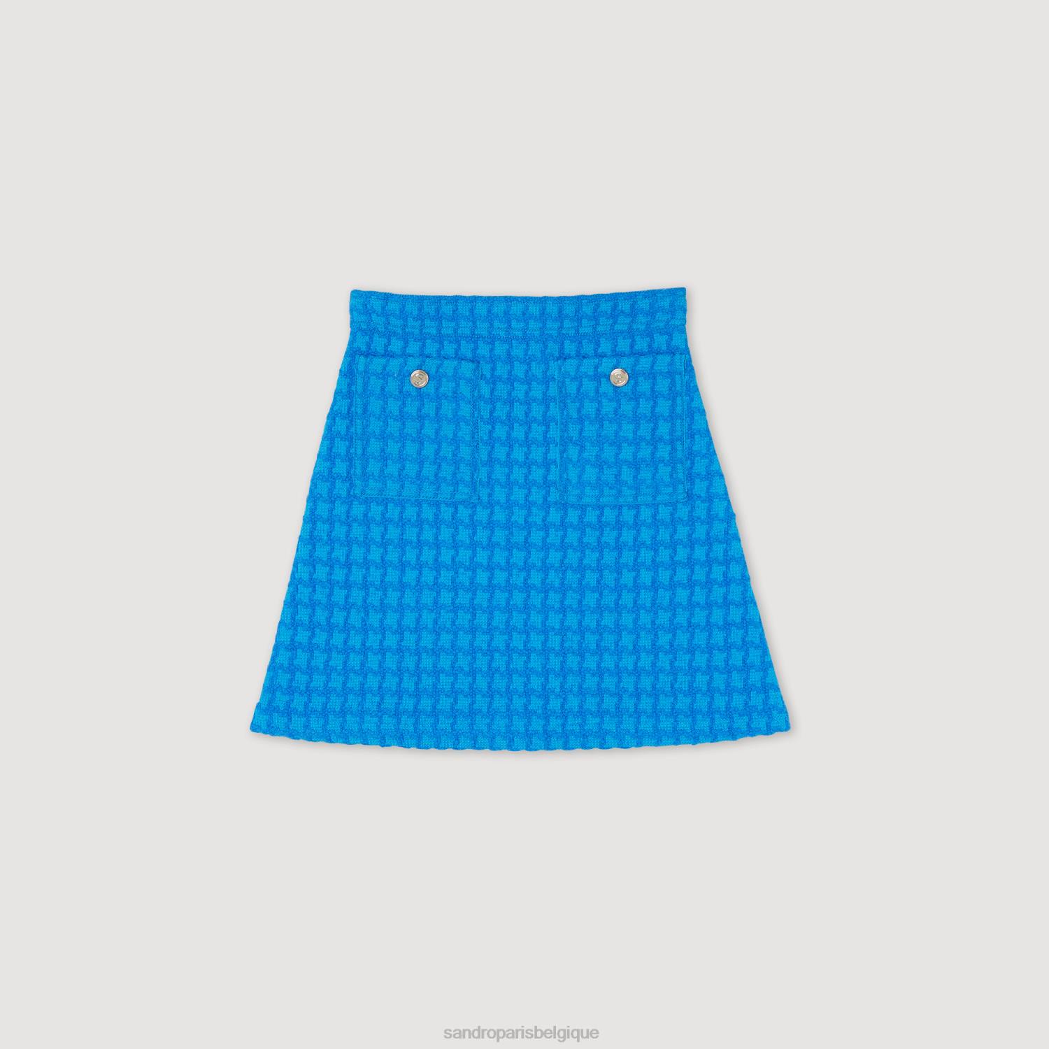 vêtements Sandro Paris jupe courte en tweed bleu électrique femmes XLXD278