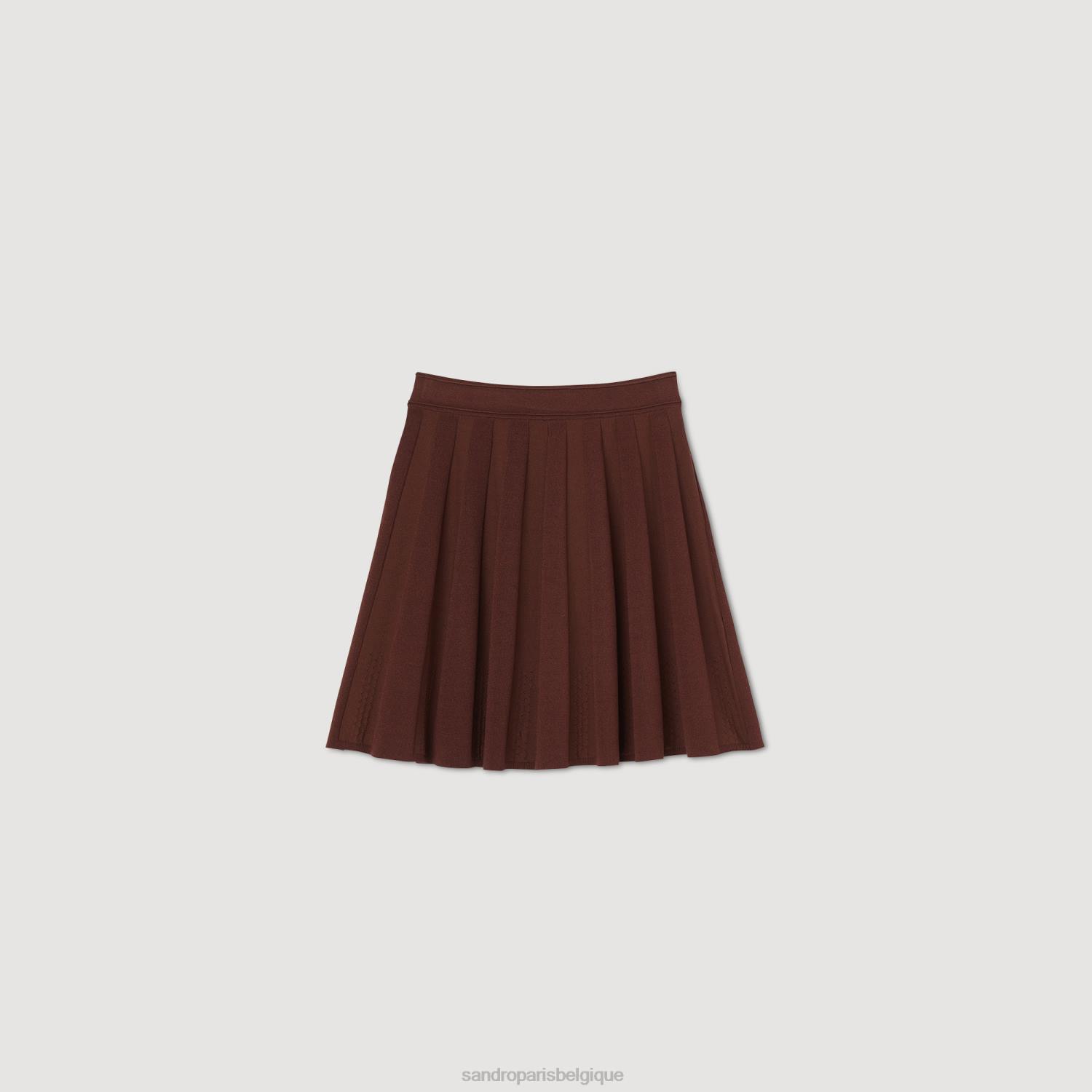 vêtements Sandro Paris jupe courte plissée brun femmes XLXD17