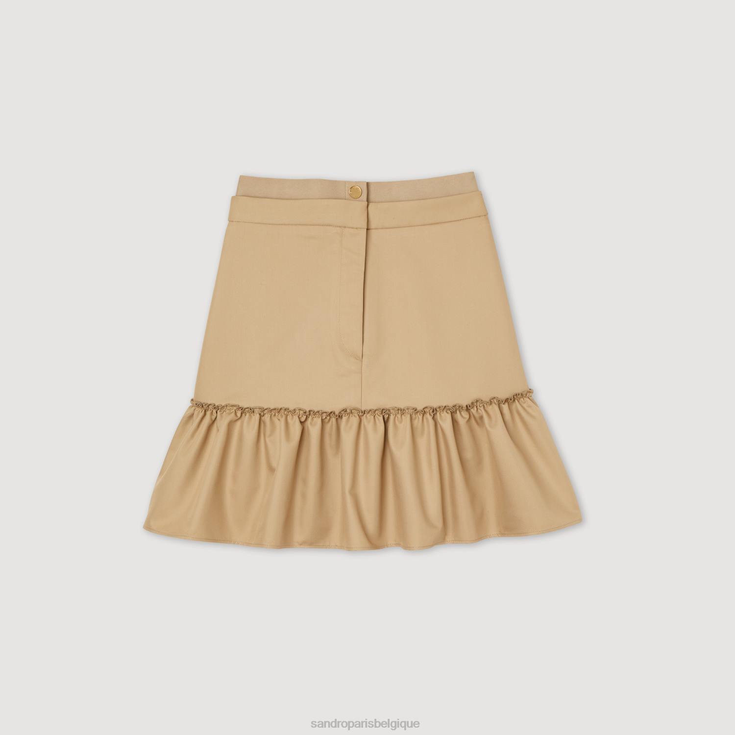 vêtements Sandro Paris jupe courte à volants sable femmes XLXD263