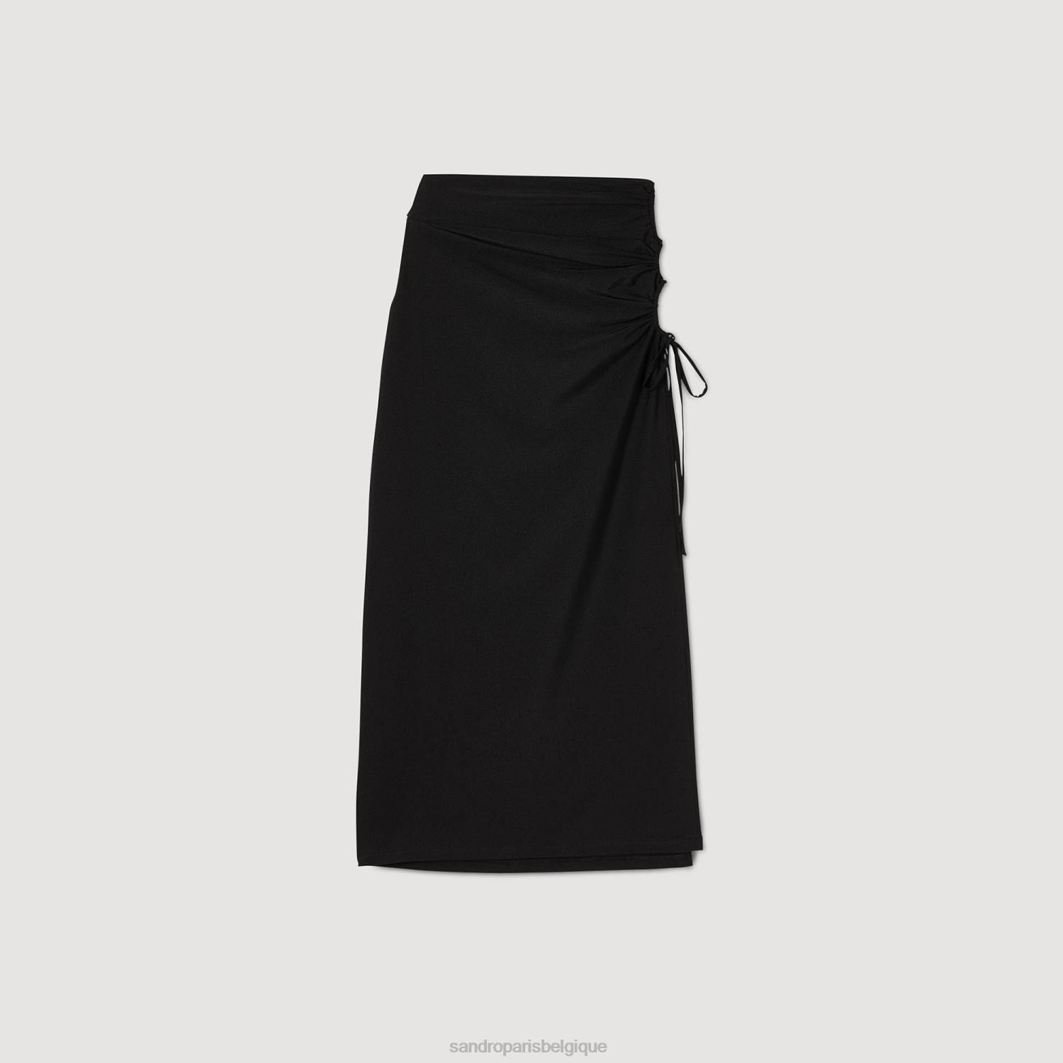 vêtements Sandro Paris jupe paréo noir femmes XLXD261