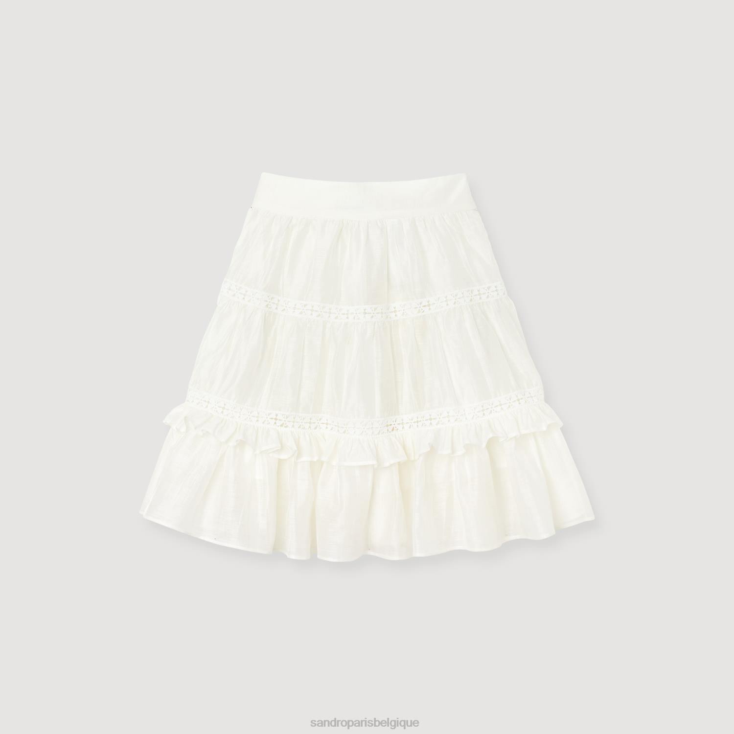 vêtements Sandro Paris jupe patineuse courte blanc femmes XLXD385