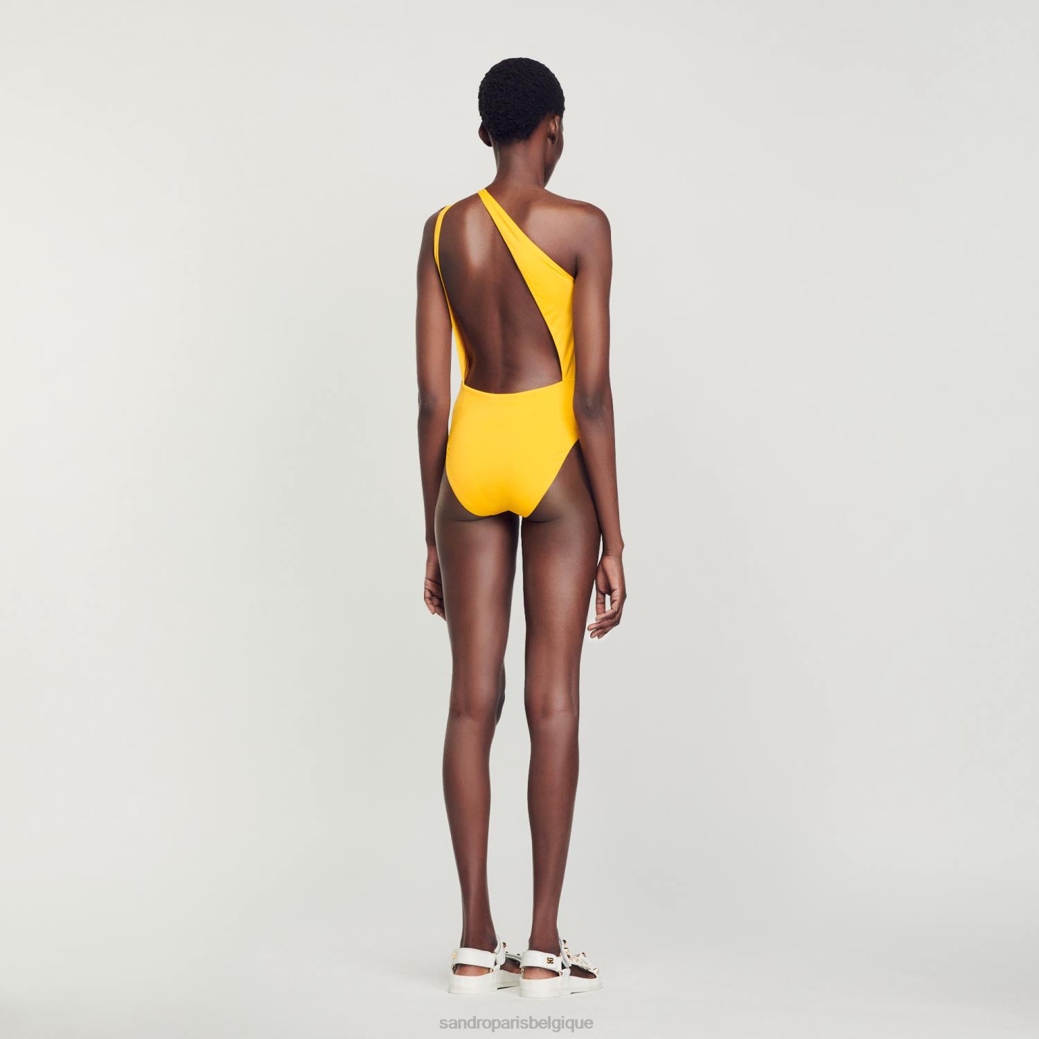 vêtements Sandro Paris maillot de bain asymétrique une pièce jaune femmes XLXD182