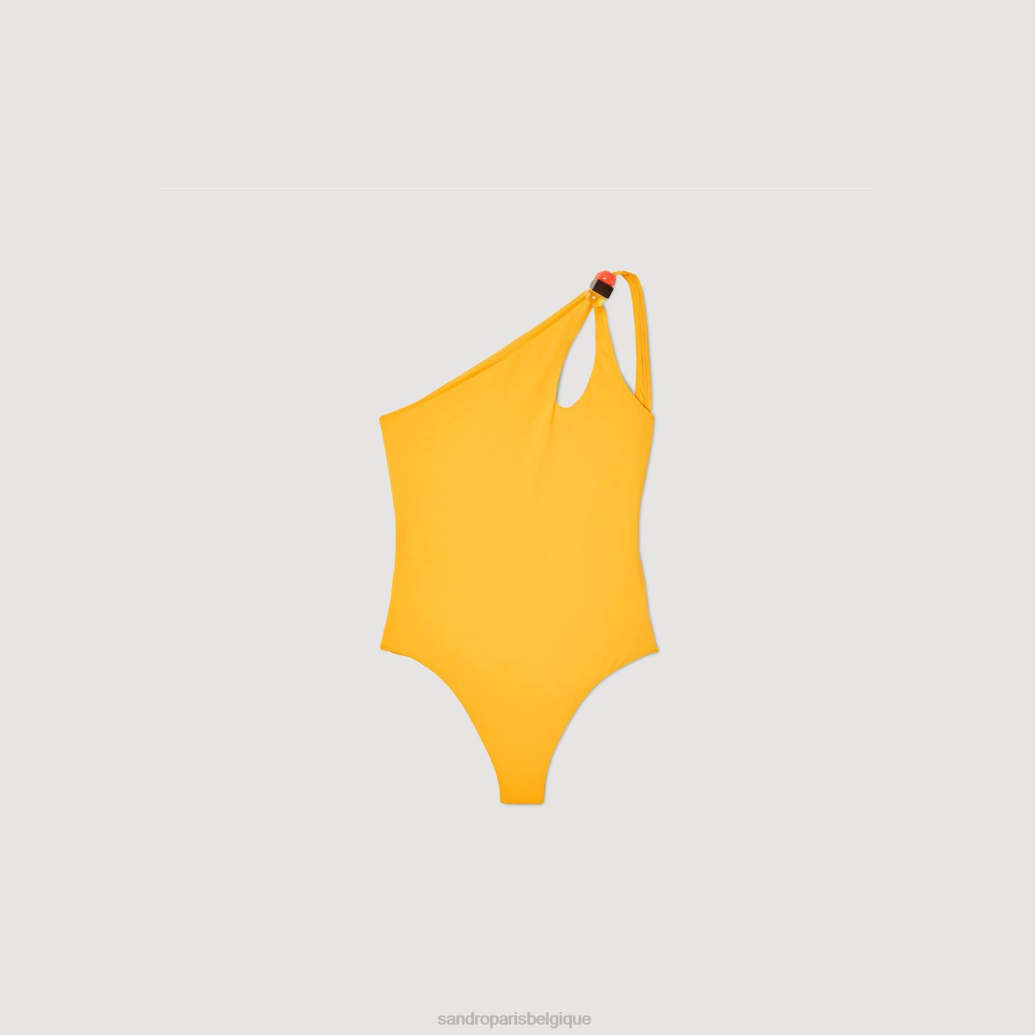 vêtements Sandro Paris maillot de bain asymétrique une pièce jaune femmes XLXD182