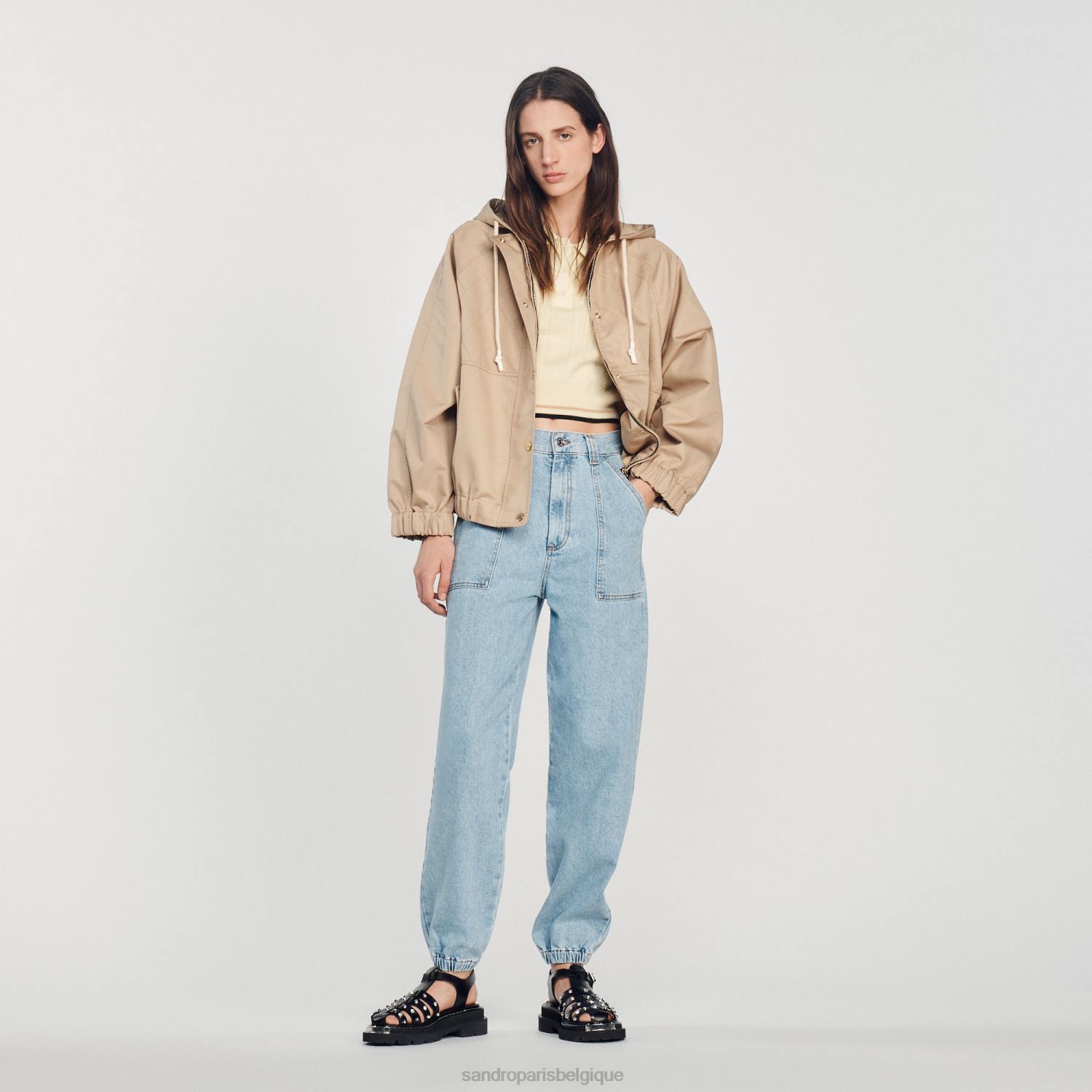 vêtements Sandro Paris parka à capuche beige femmes XLXD406