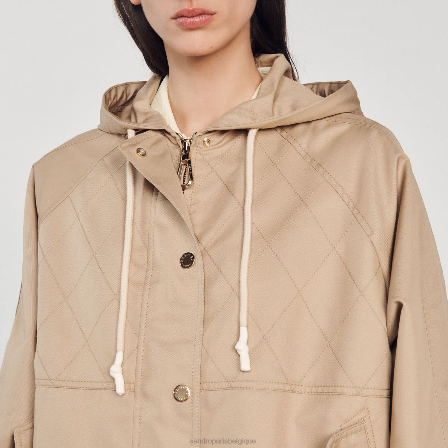 vêtements Sandro Paris parka à capuche beige femmes XLXD406