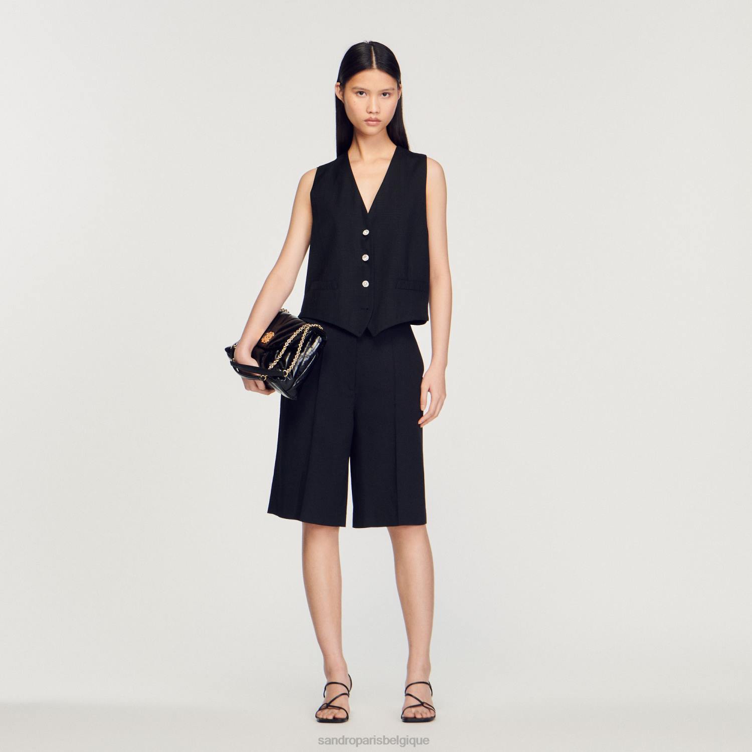 vêtements Sandro Paris bermuda droit noir femmes XLXD226