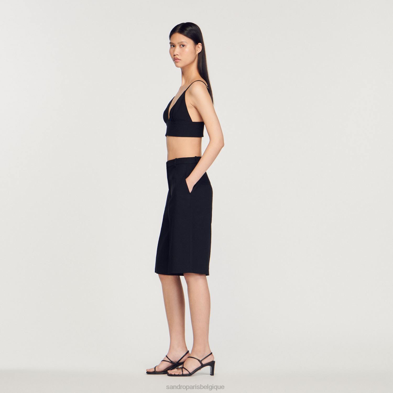 vêtements Sandro Paris bermuda droit noir femmes XLXD226