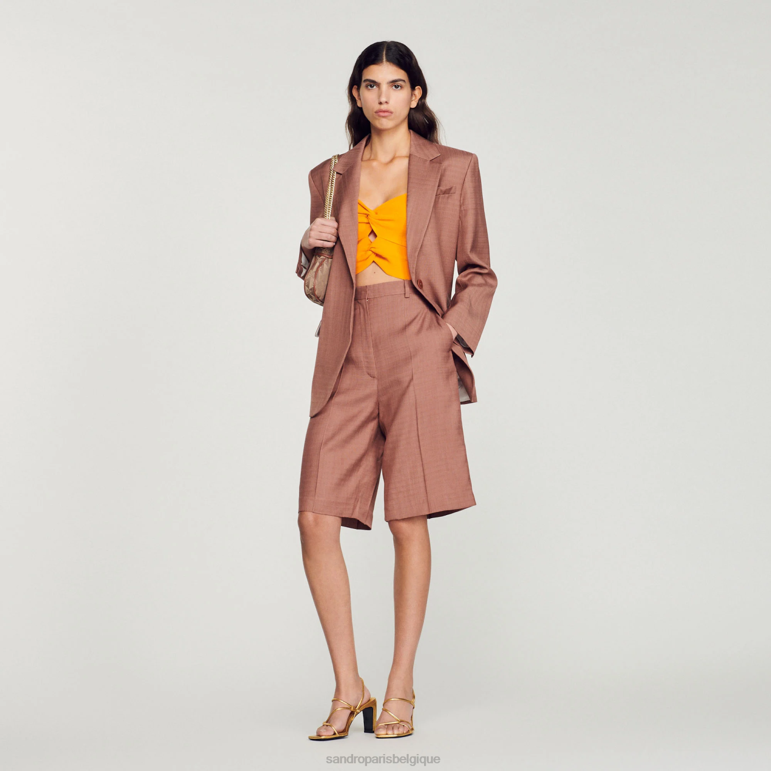 vêtements Sandro Paris bermudas sur mesure argile femmes XLXD374