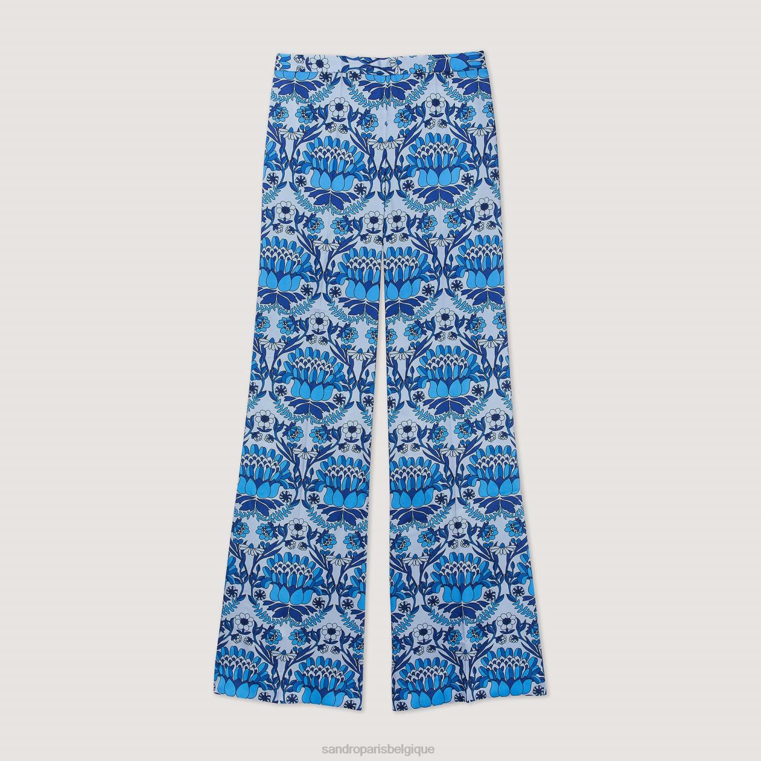 vêtements Sandro Paris pantalon ample à imprimé foulard bleu femmes XLXD215