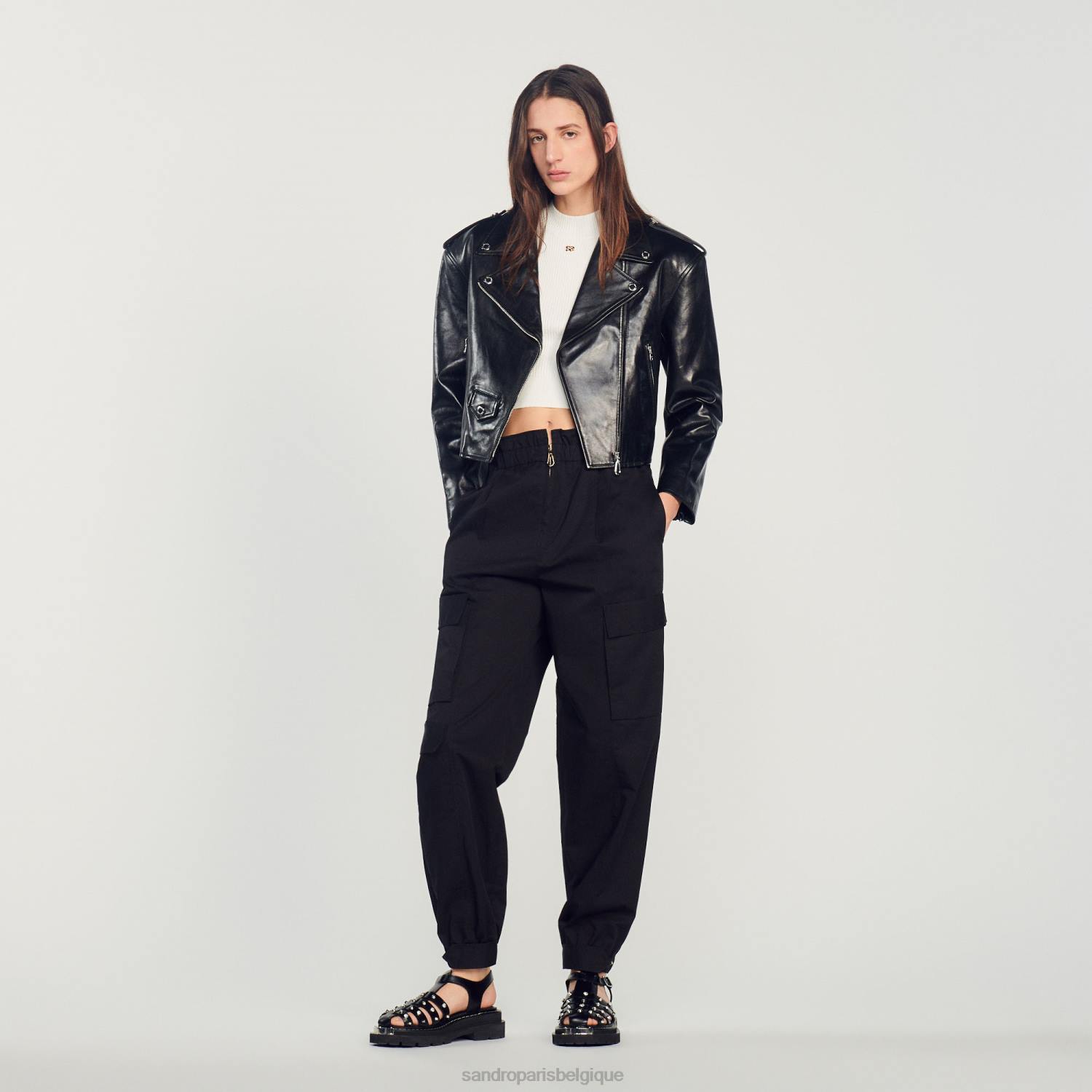 vêtements Sandro Paris pantalon cargo noir femmes XLXD186