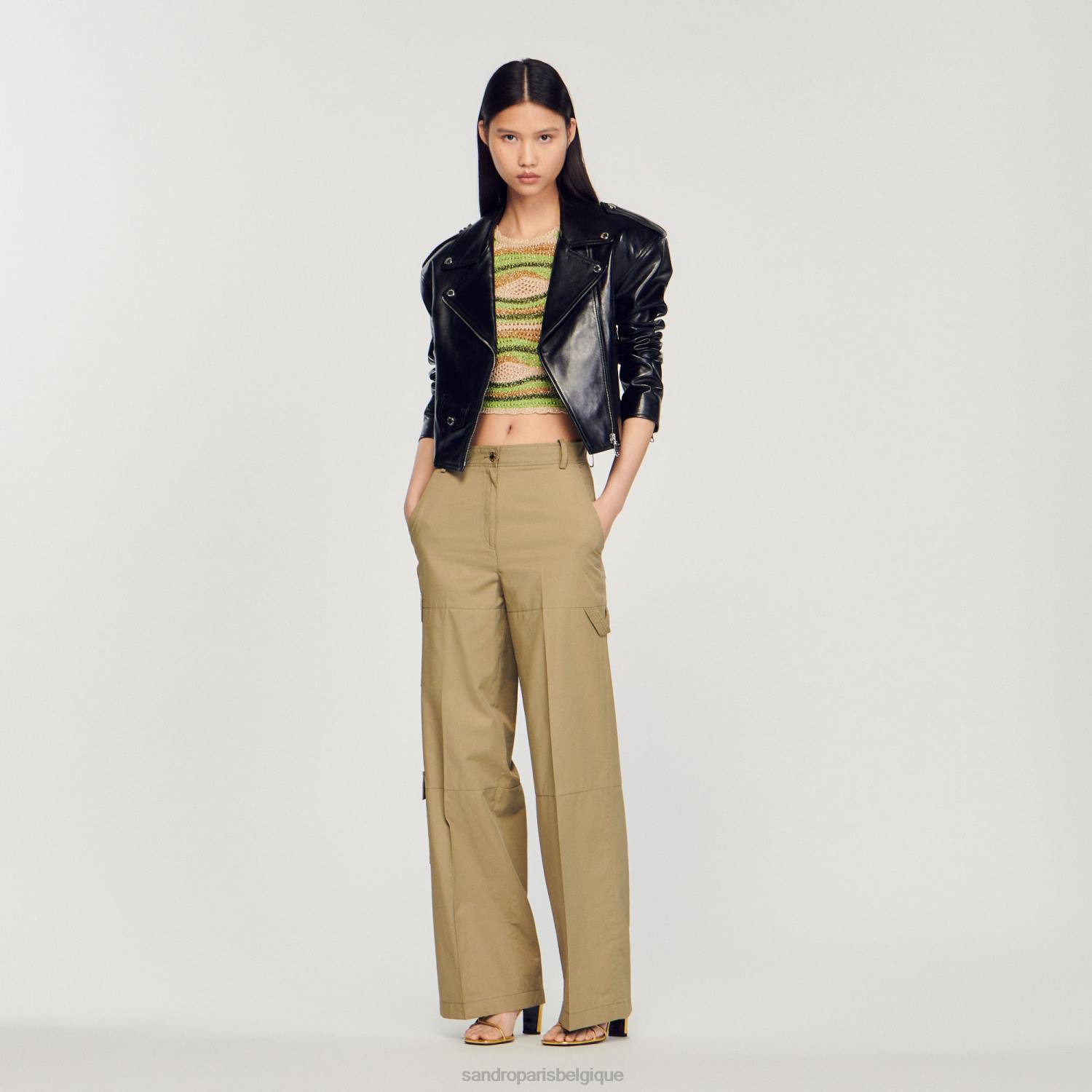 vêtements Sandro Paris pantalon cargo olive verte femmes XLXD171