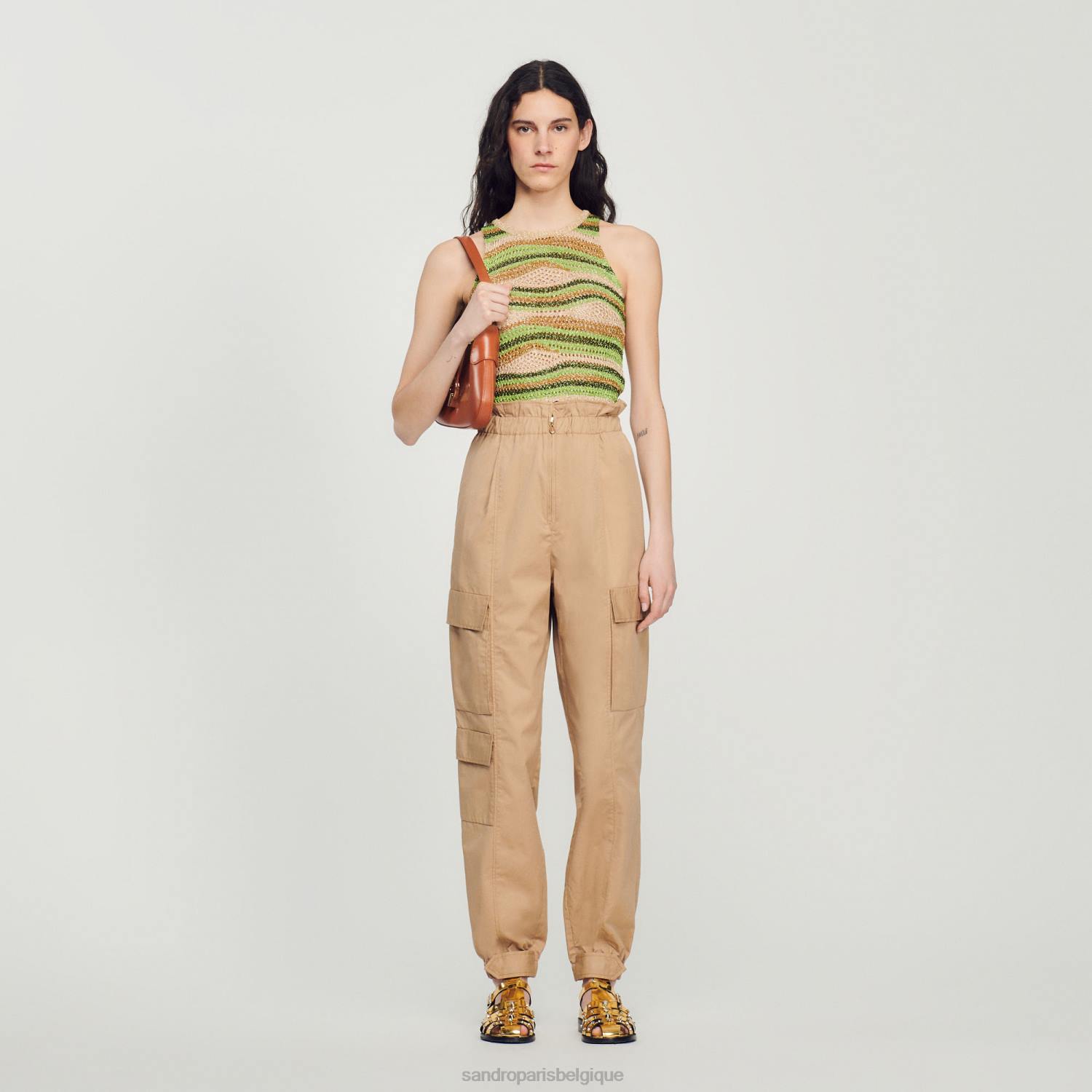 vêtements Sandro Paris pantalon cargo sable femmes XLXD185