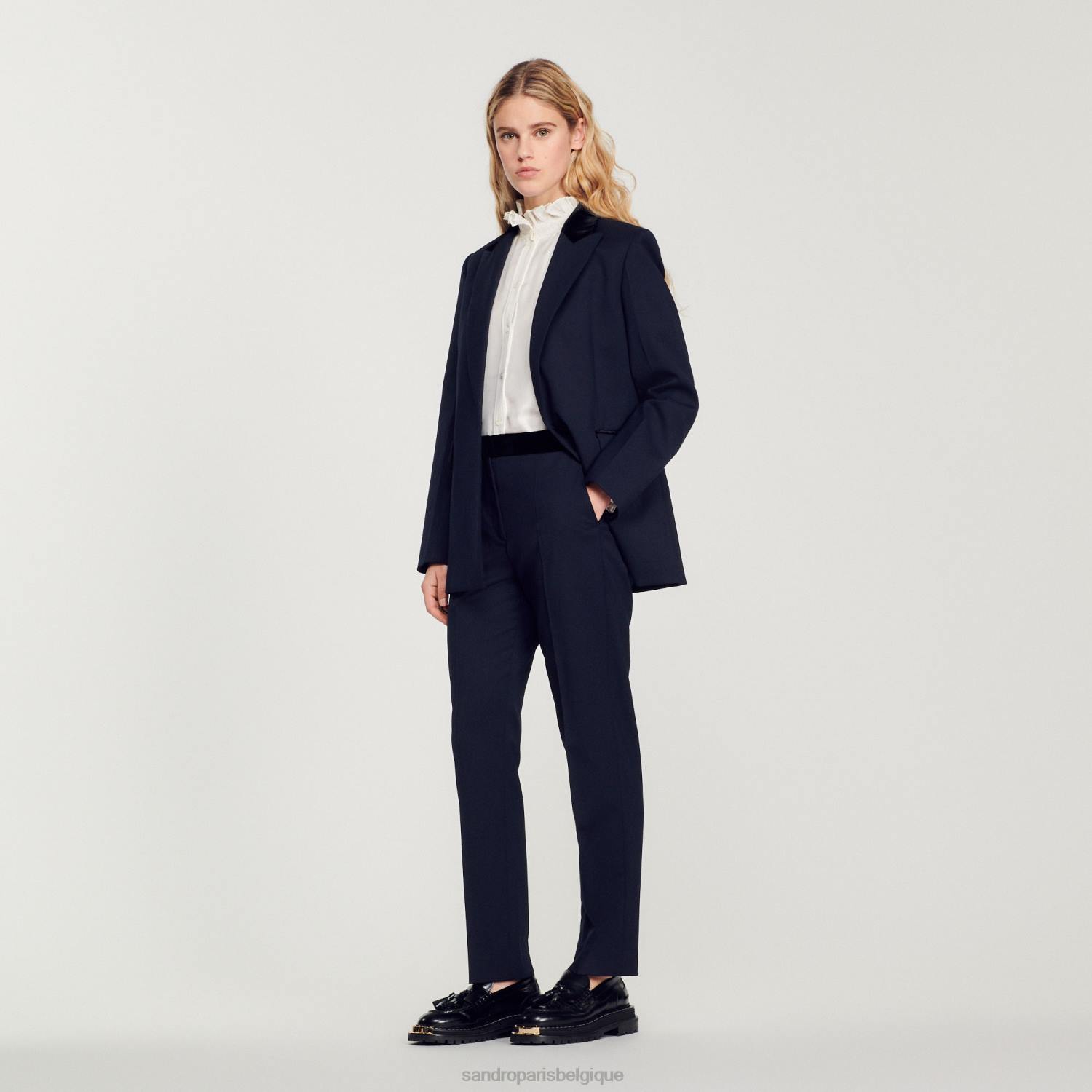 vêtements Sandro Paris pantalon classique bleu profond femmes XLXD440