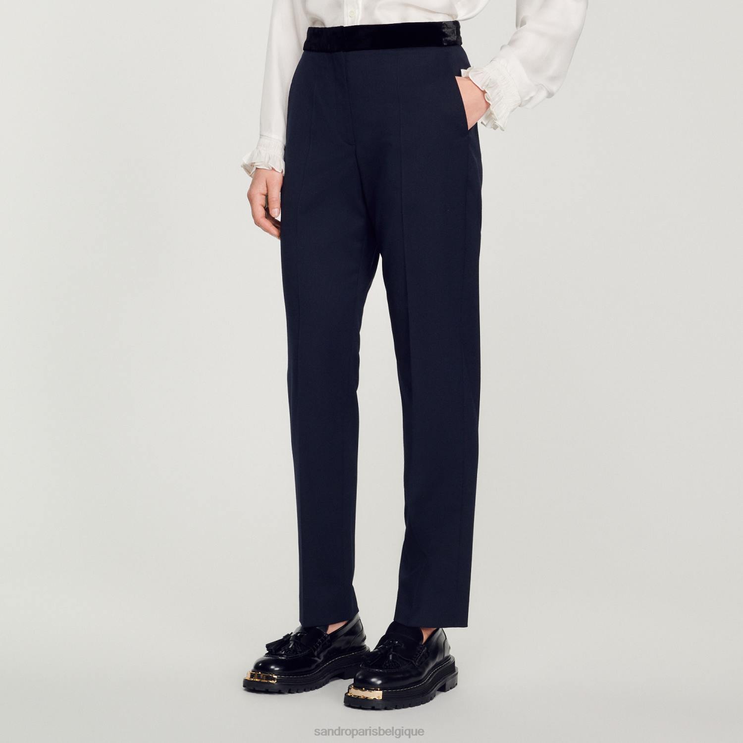 vêtements Sandro Paris pantalon classique bleu profond femmes XLXD440
