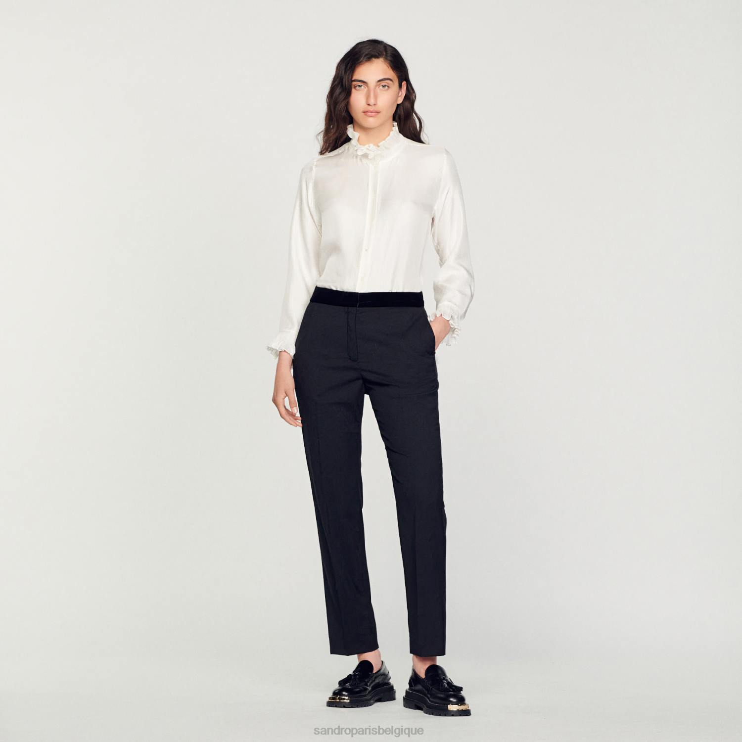 vêtements Sandro Paris pantalon classique une couleur femmes XLXD282