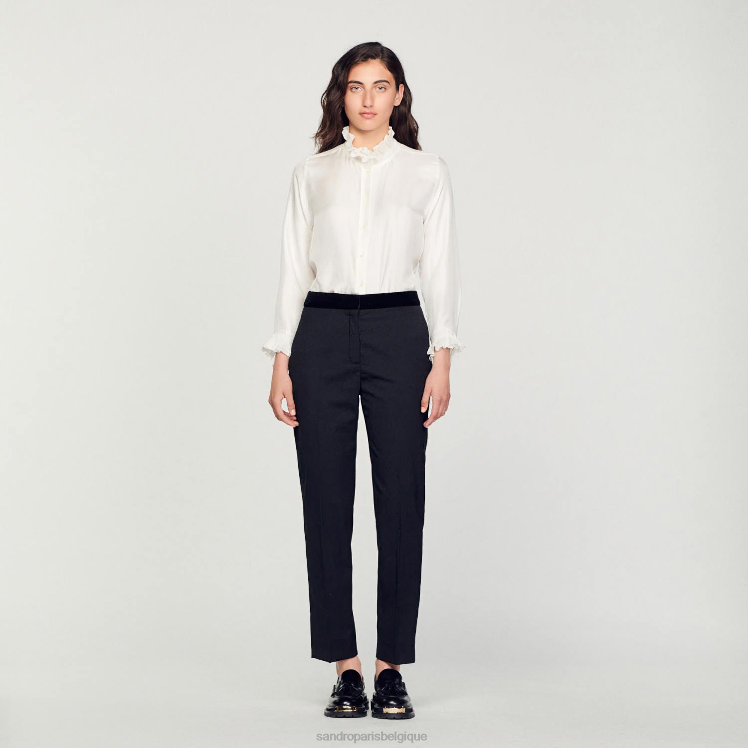 vêtements Sandro Paris pantalon classique une couleur femmes XLXD282