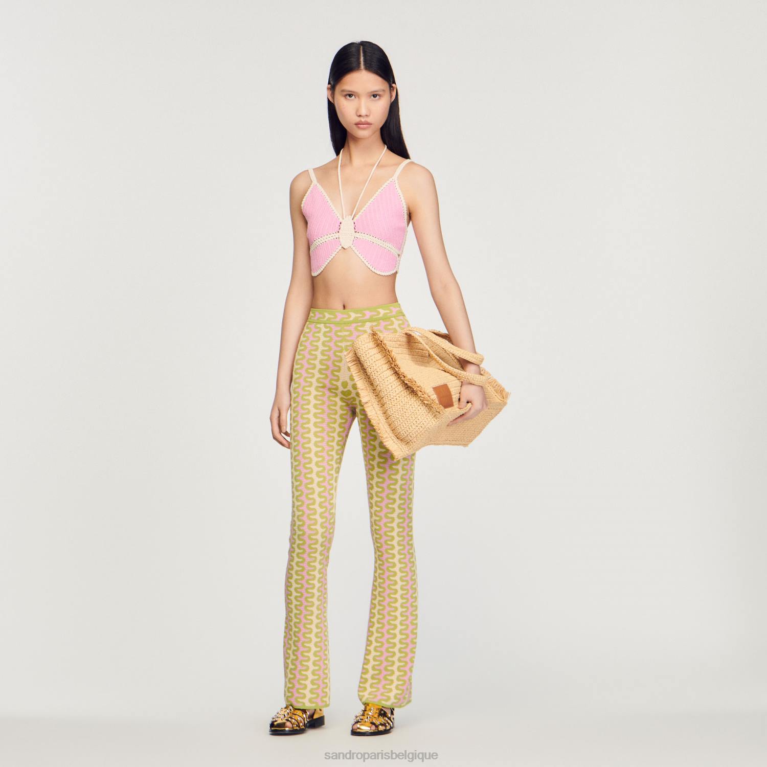 vêtements Sandro Paris pantalon en maille à motif multicolore femmes XLXD178